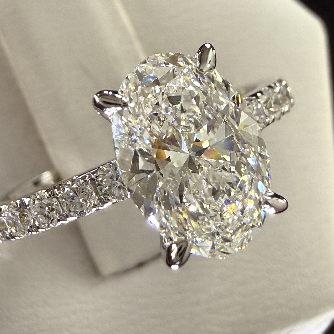 Oval Lab Grown Diamond Engagement Ring | 2.25ct IGI Certified | 14K White Gold