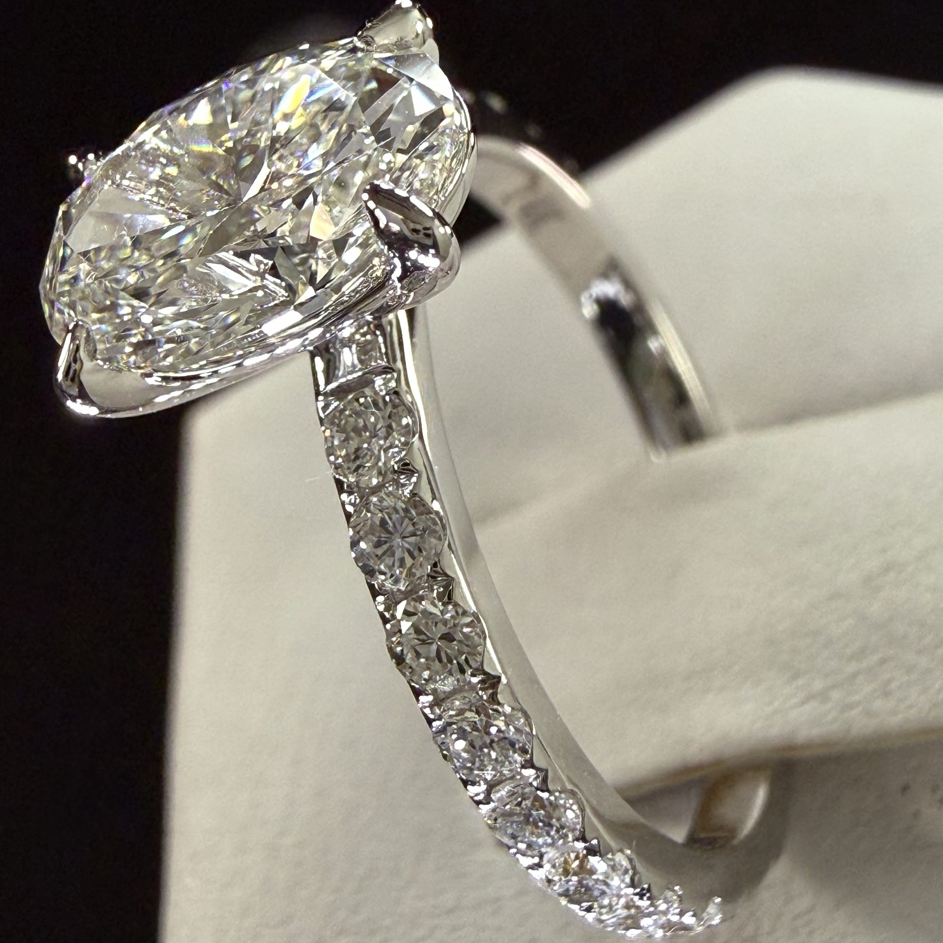 Oval Lab Grown Diamond Engagement Ring | 2.25ct IGI Certified | 14K White Gold
