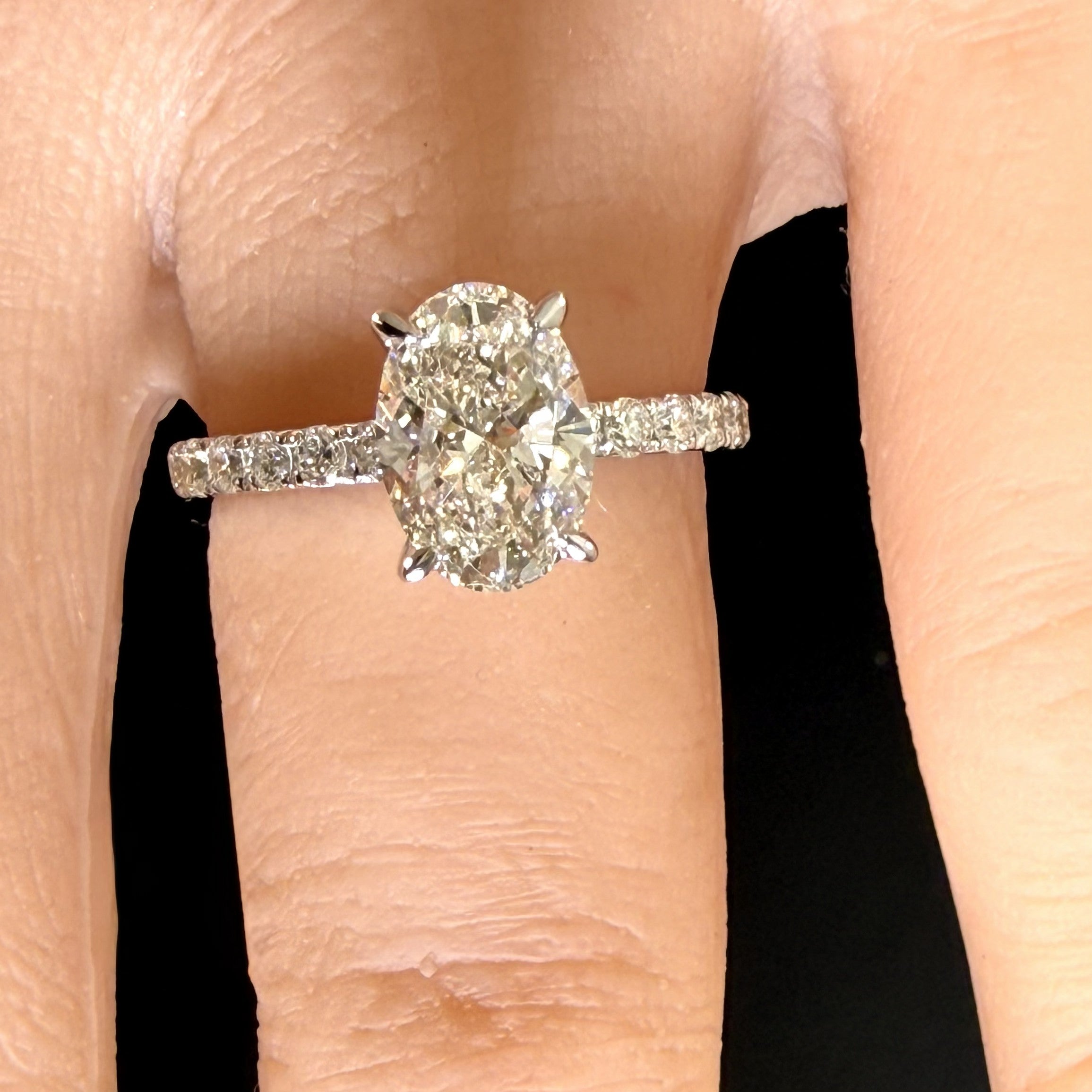Oval Lab Grown Diamond Engagement Ring | 2.25ct IGI Certified | 14K White Gold