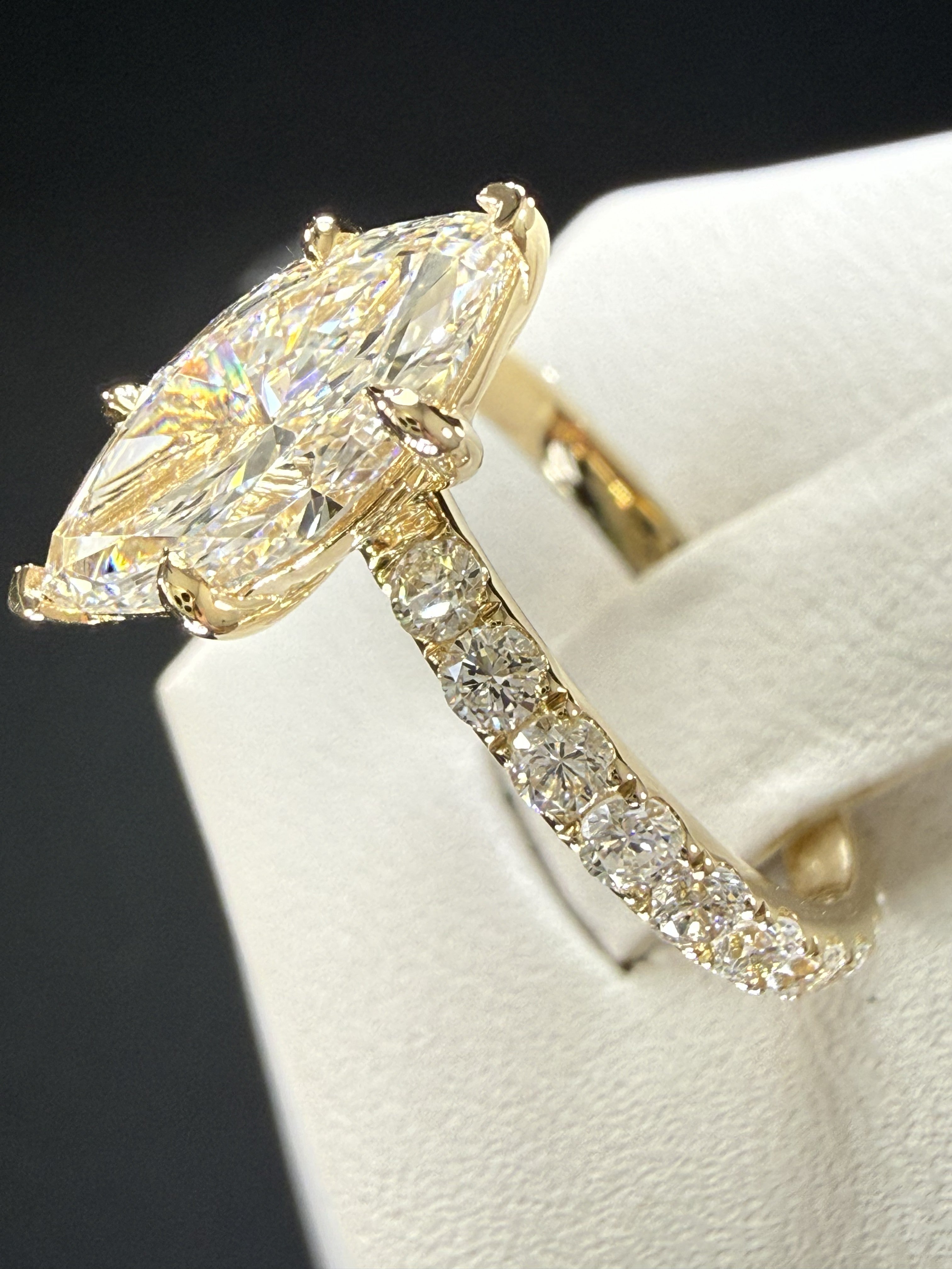 Marquise Lab Grown Diamond Engagement Ring | 2.27ct IGI Certified | 14K Yellow Gold