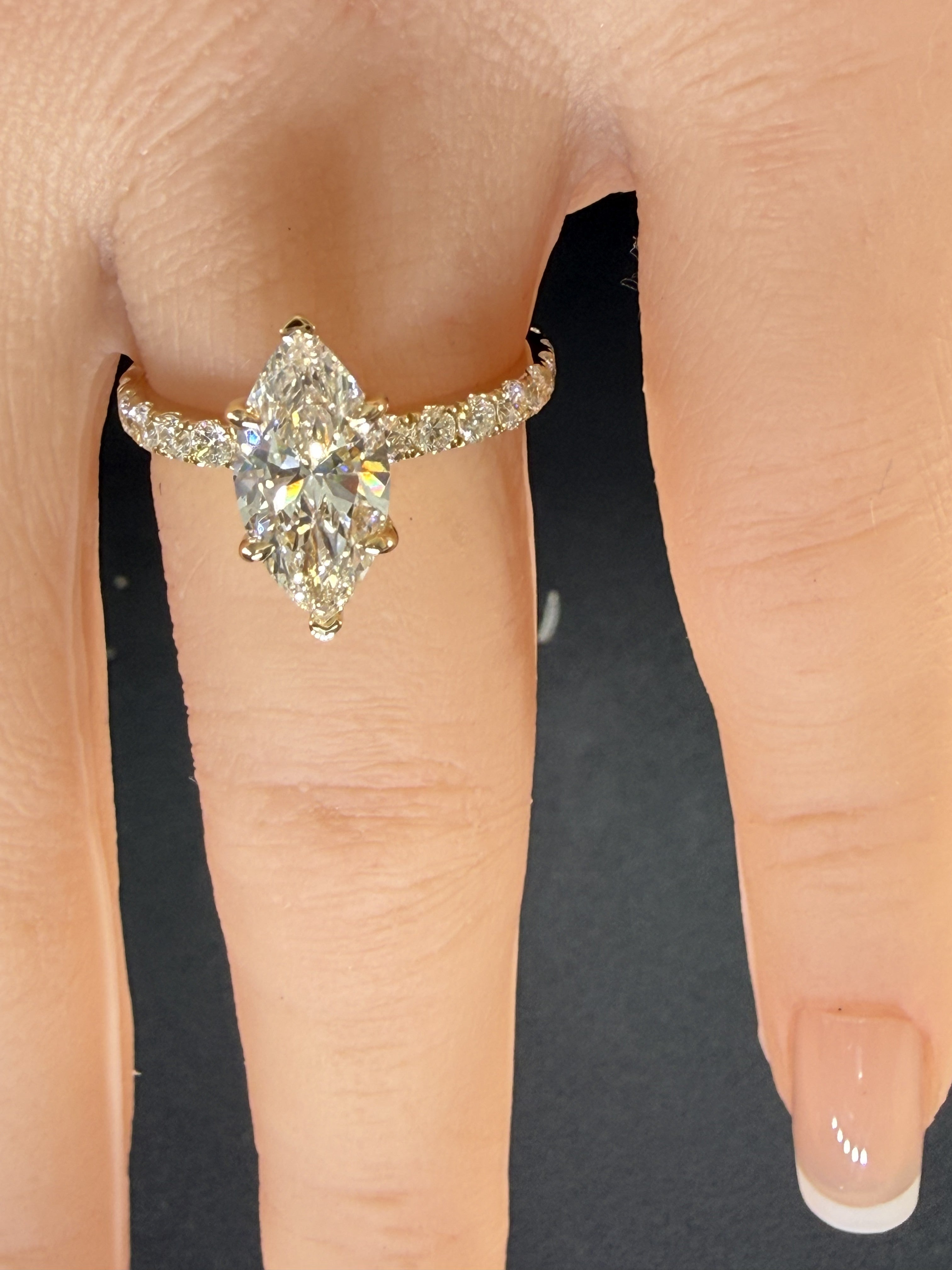 Marquise Lab Grown Diamond Engagement Ring | 2.27ct IGI Certified | 14K Yellow Gold