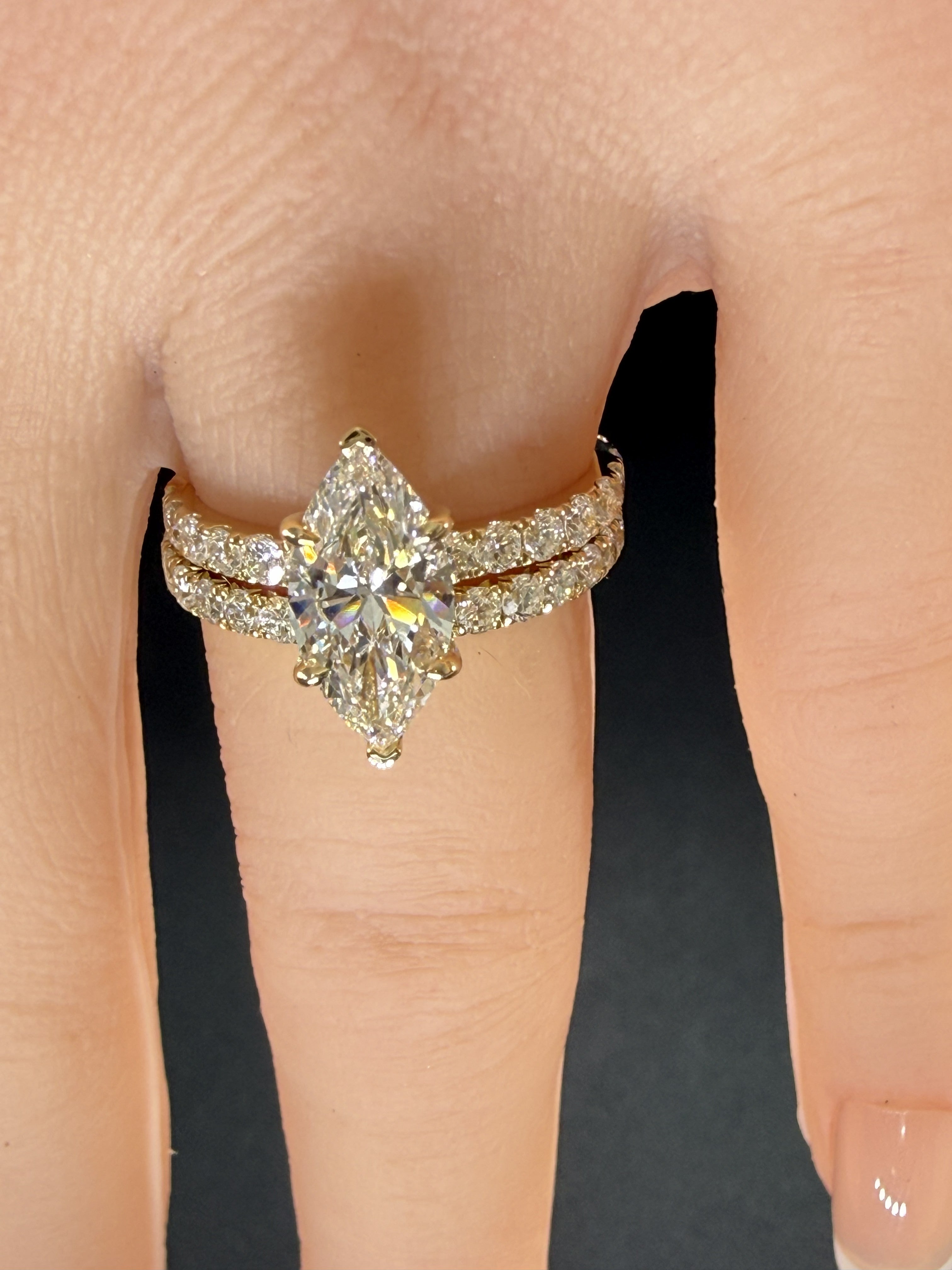Marquise Lab Grown Diamond Engagement Ring | 2.27ct IGI Certified | 14K Yellow Gold