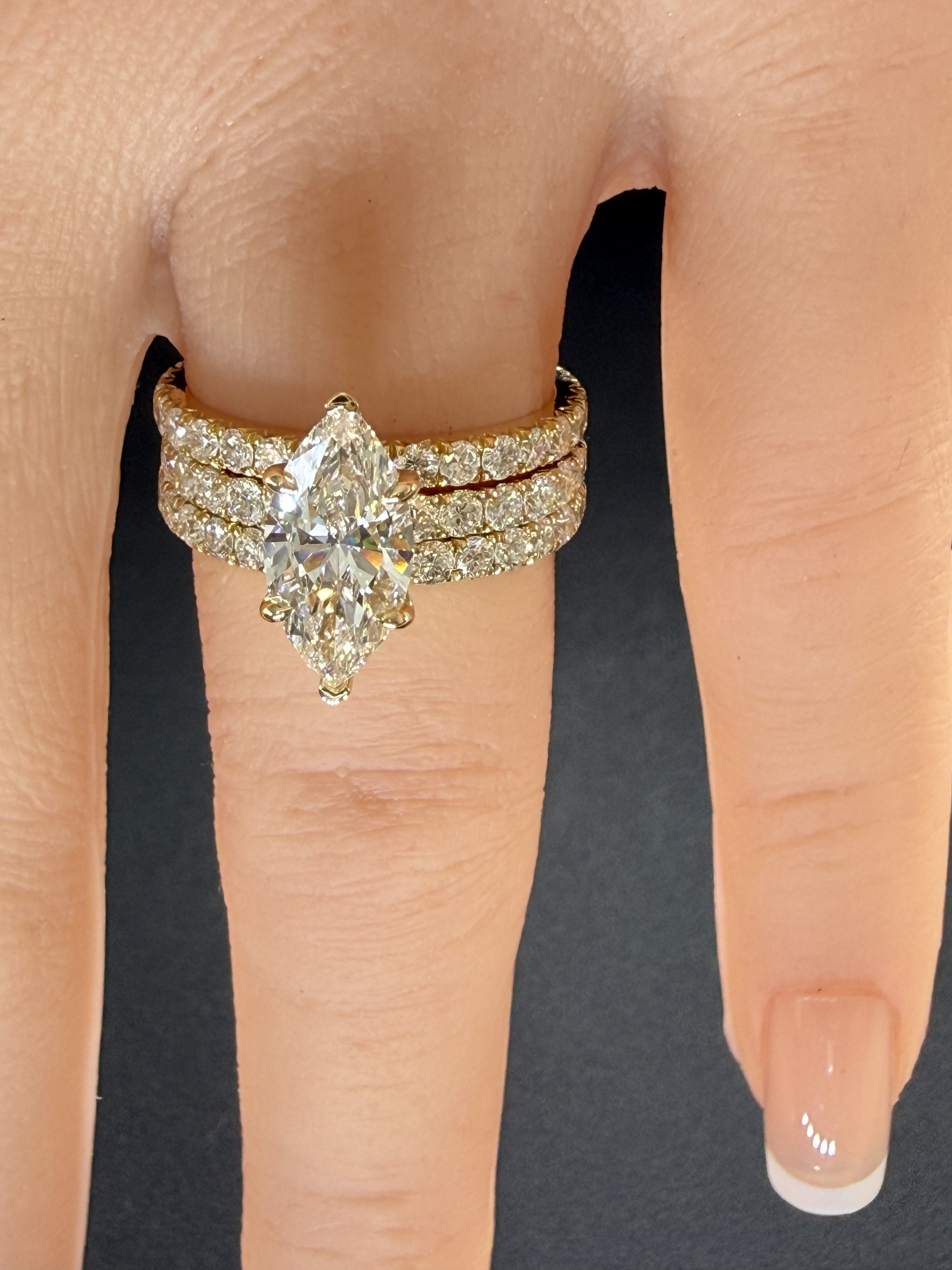 Marquise Lab Grown Diamond Engagement Ring | 2.27ct IGI Certified | 14K Yellow Gold