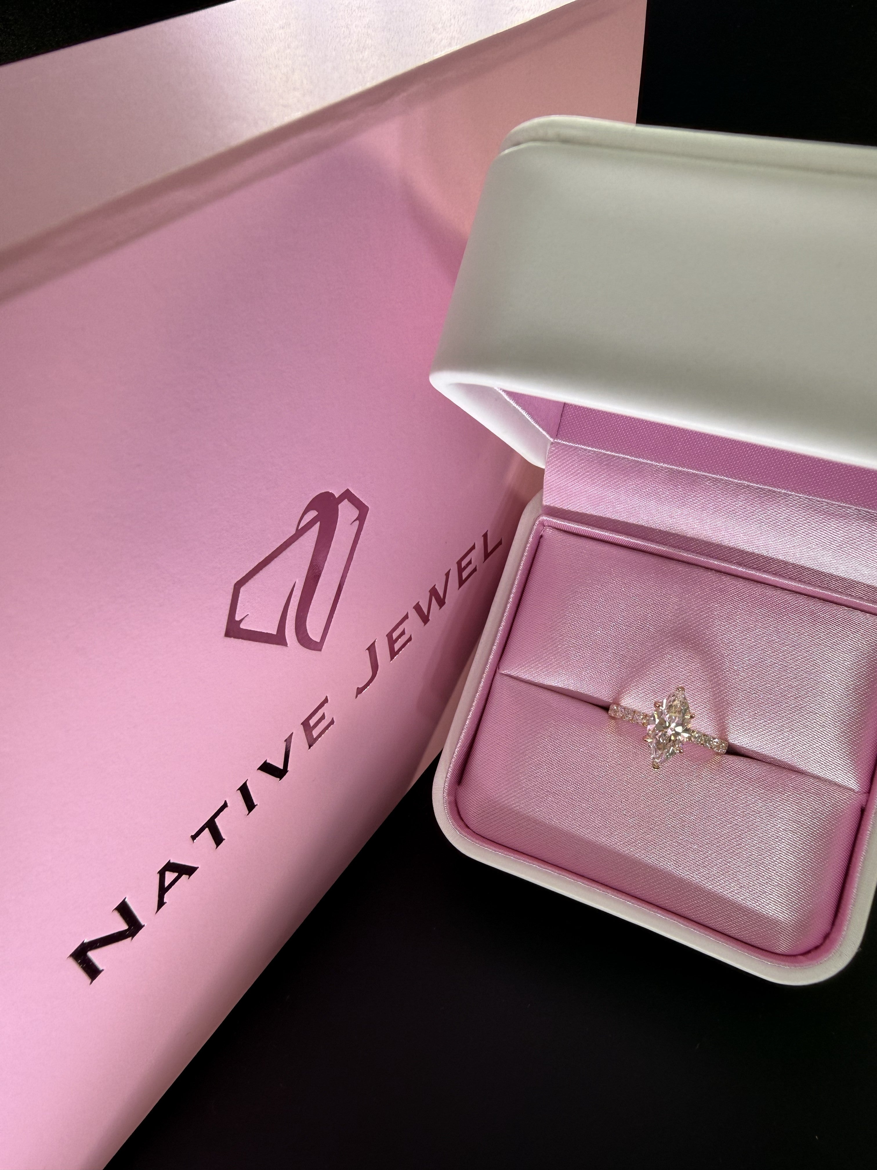 Marquise Lab Grown Diamond Engagement Ring | 2.27ct IGI Certified | 14K Yellow Gold