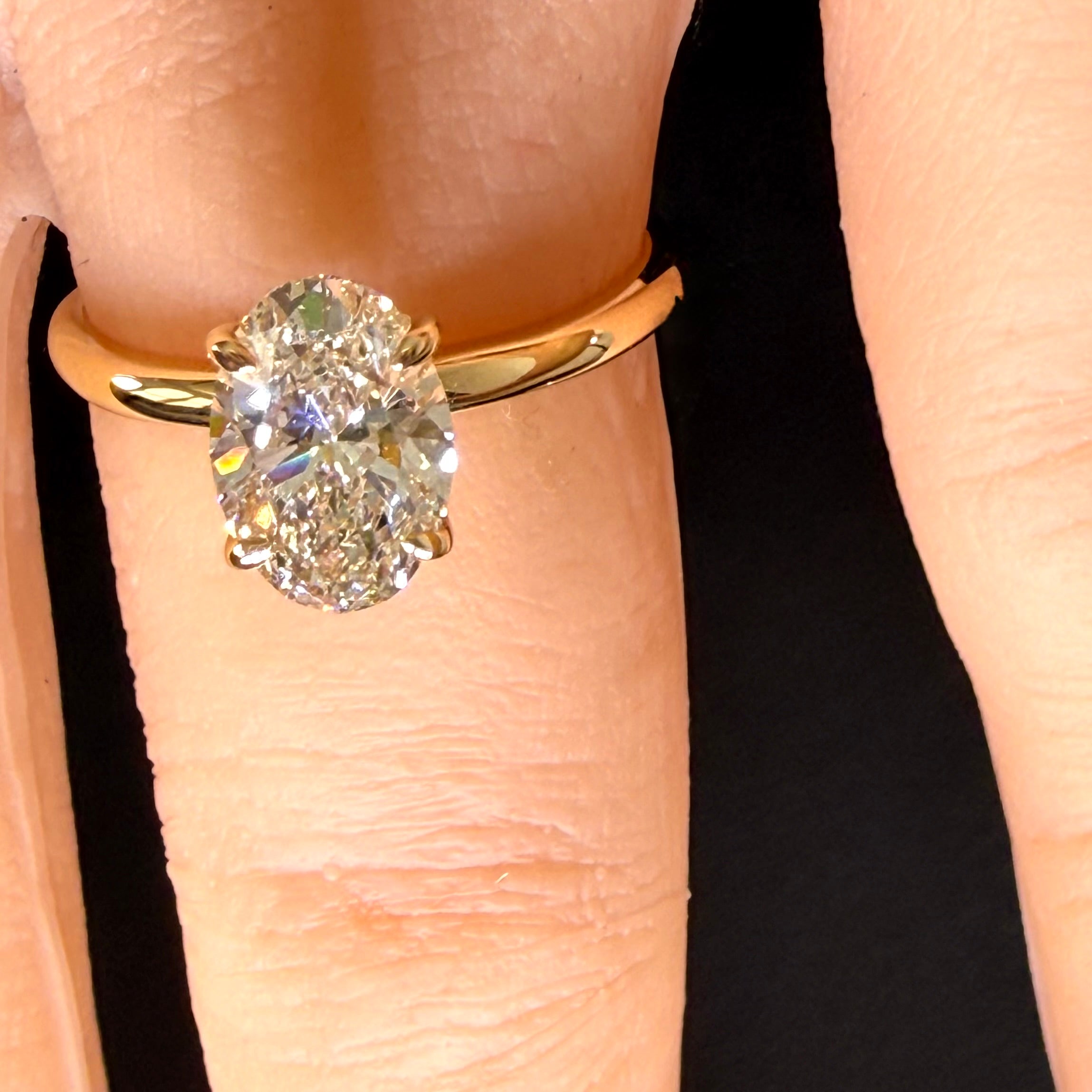 Oval Lab Grown Diamond Engagement Ring | 1.5ct IGI Certified | 14K Yellow Gold Solitaire