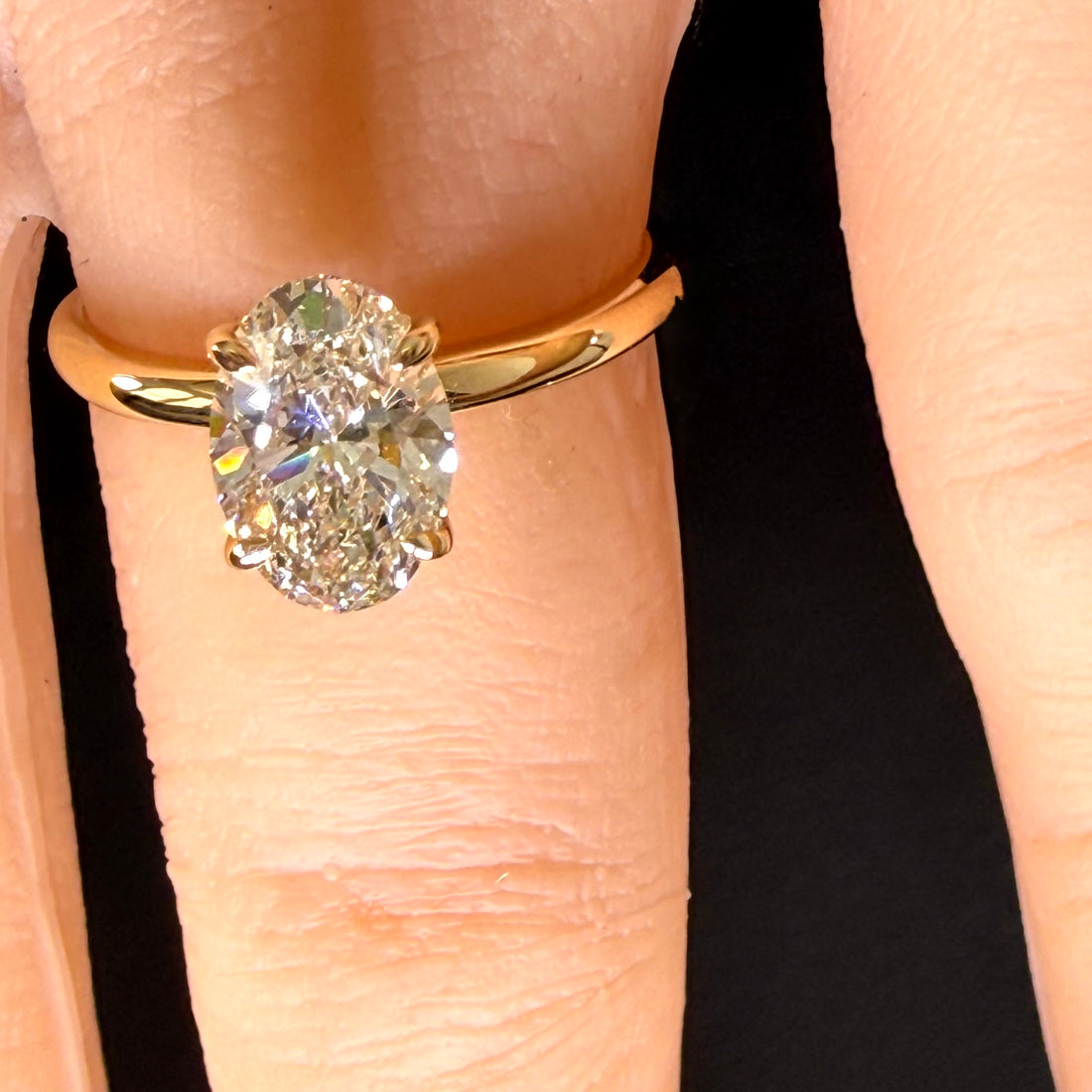 Oval Lab Grown Diamond Engagement Ring | 1.5ct IGI Certified | 14K Yellow Gold Solitaire