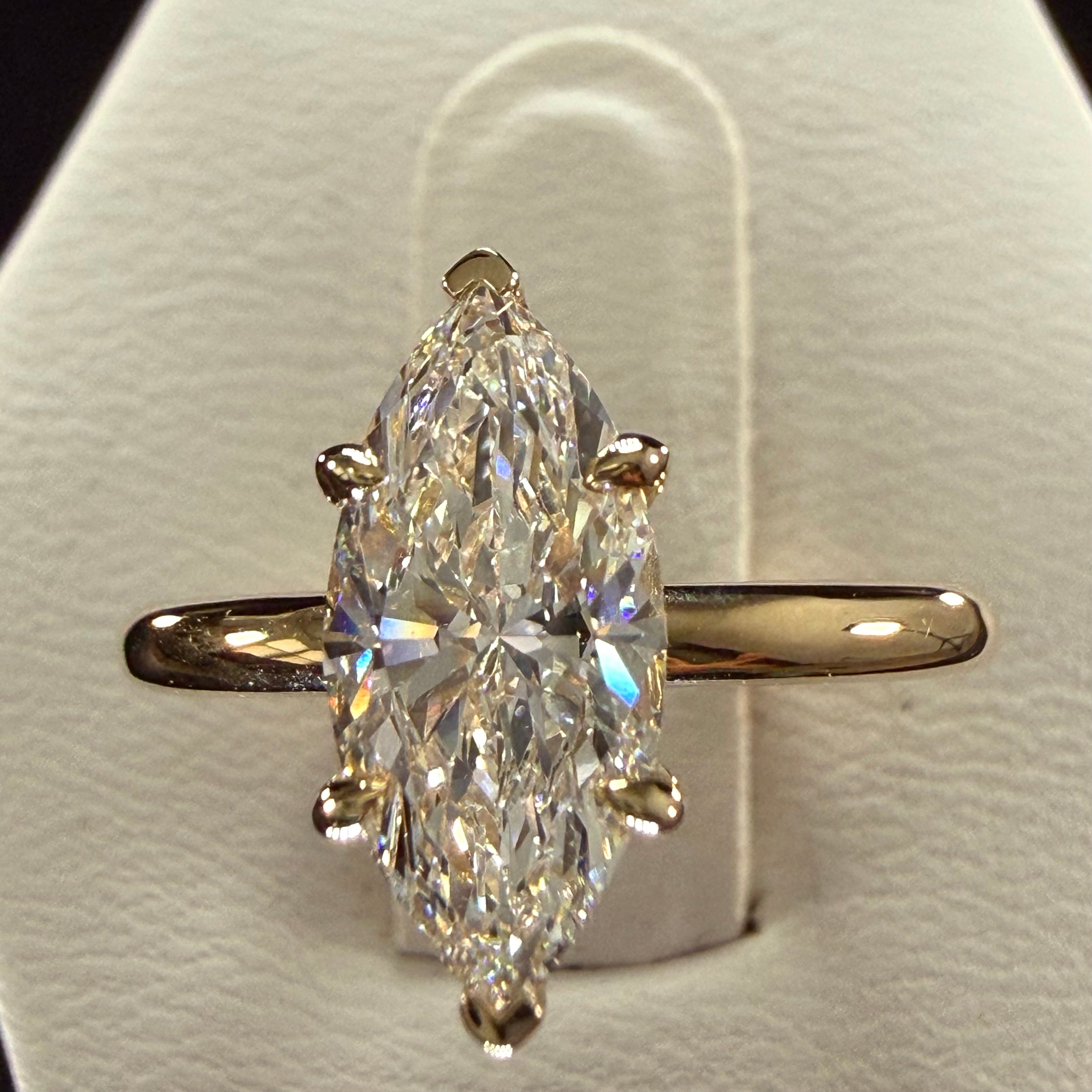 1.5ct Marquise Cut Lab Grown Diamond Engagement Ring