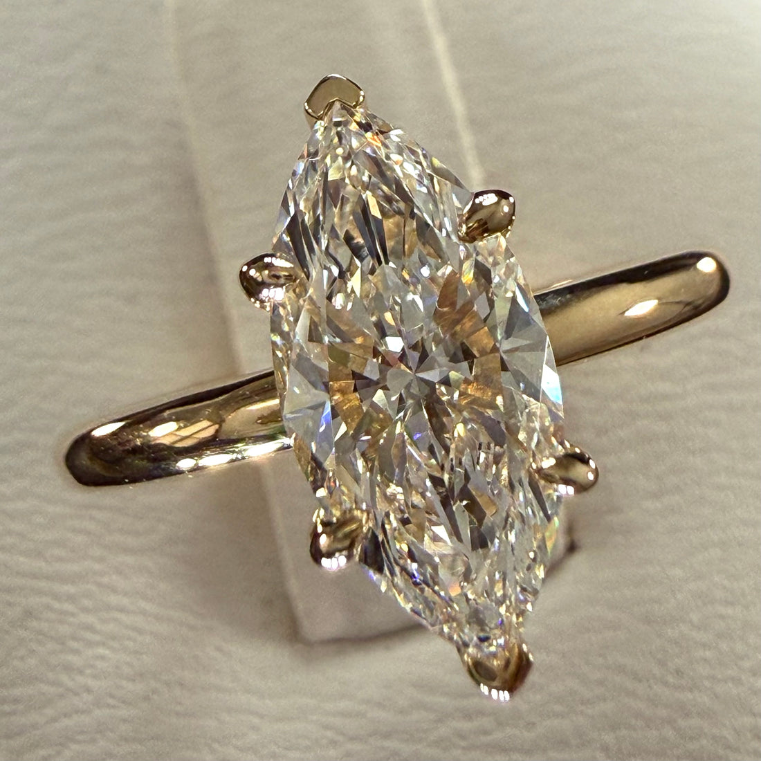 Marquise Lab Grown Diamond Engagement Ring | 1.5ct IGI Certified | 14K Yellow Gold Solitaire