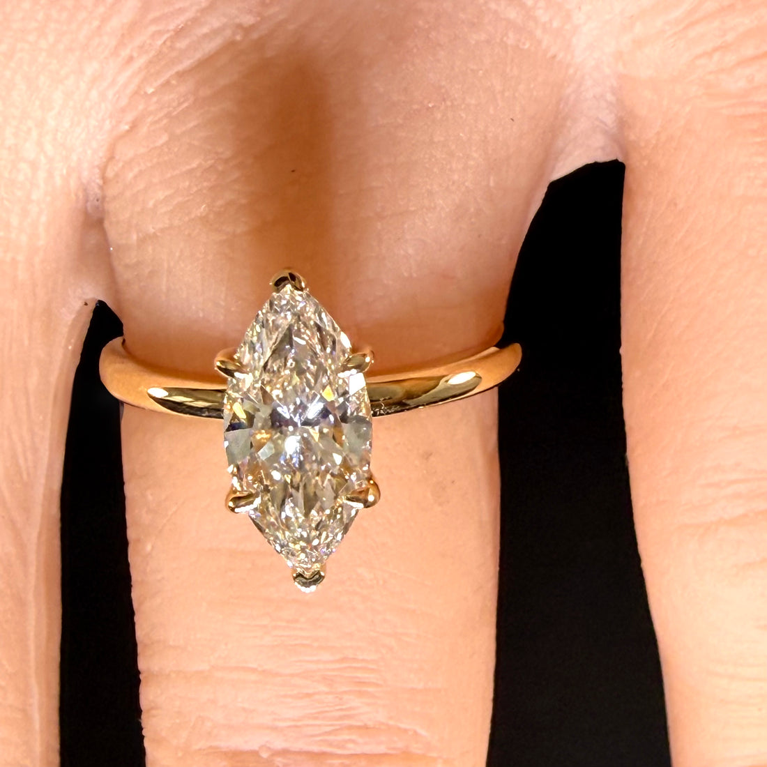 Marquise Lab Grown Diamond Engagement Ring | 1.5ct IGI Certified | 14K Yellow Gold Solitaire