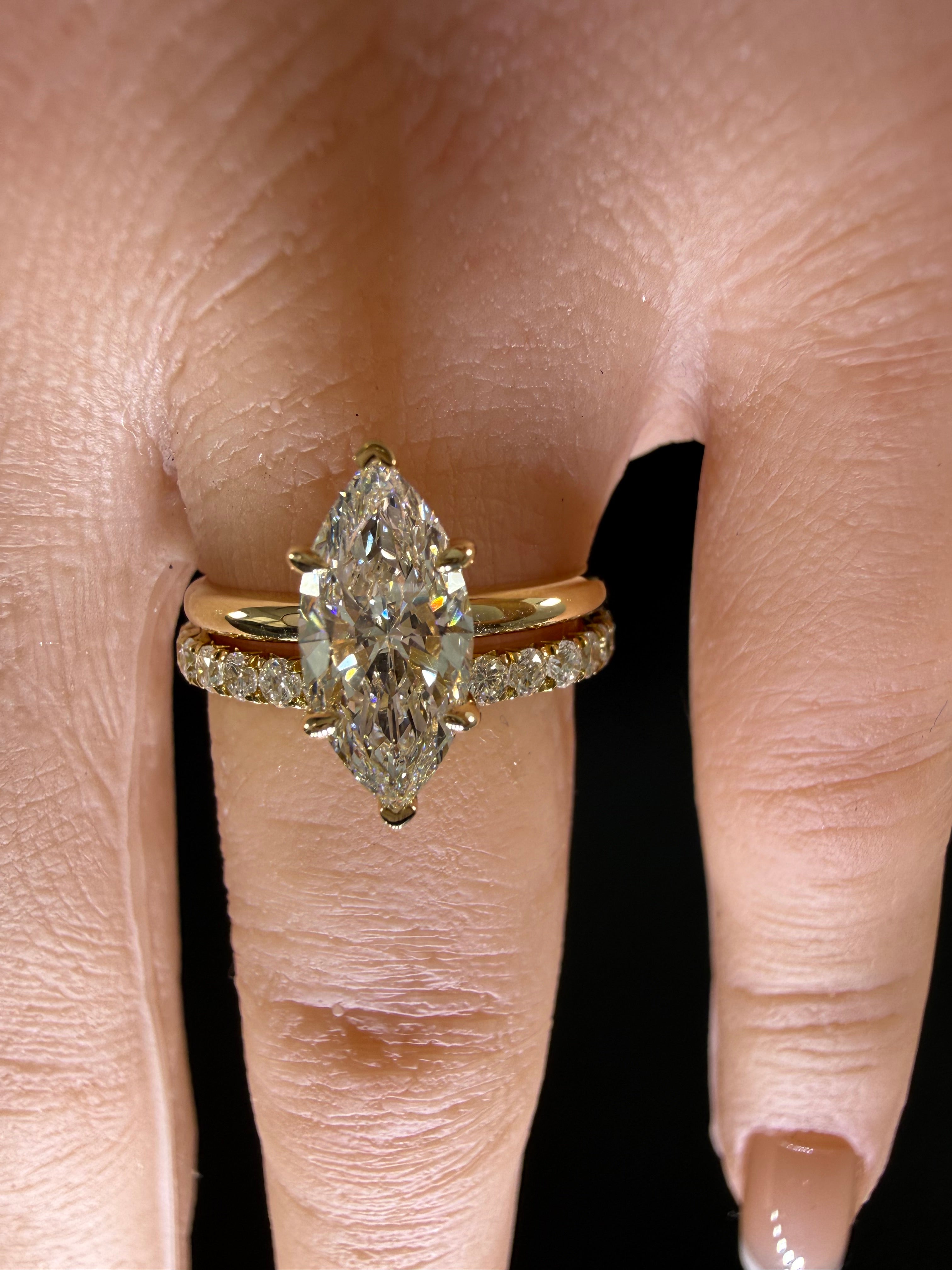 Marquise Lab Grown Diamond Engagement Ring | 1.5ct IGI Certified | 14K Yellow Gold Solitaire