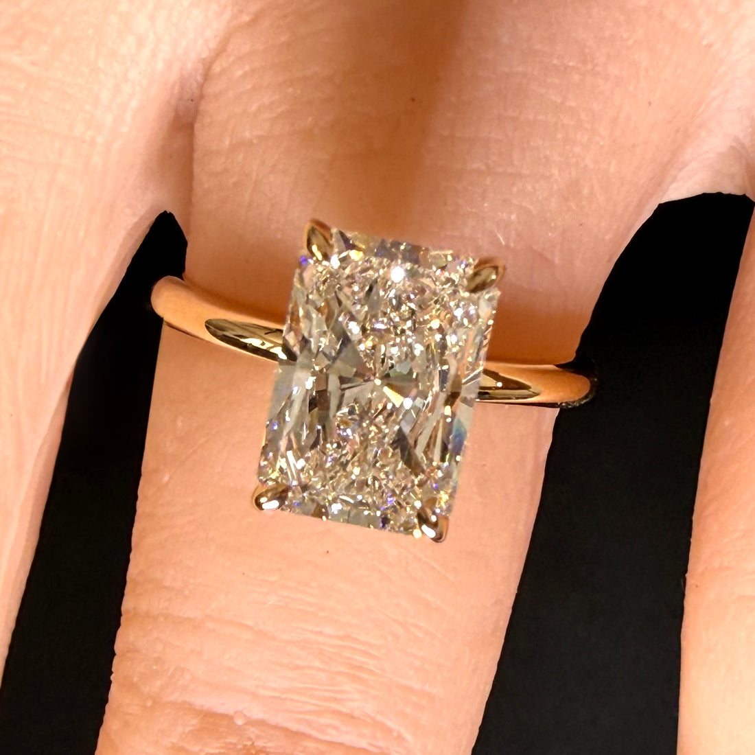 1.5 ct Radiant Cut Lab-Grown Diamond on finger