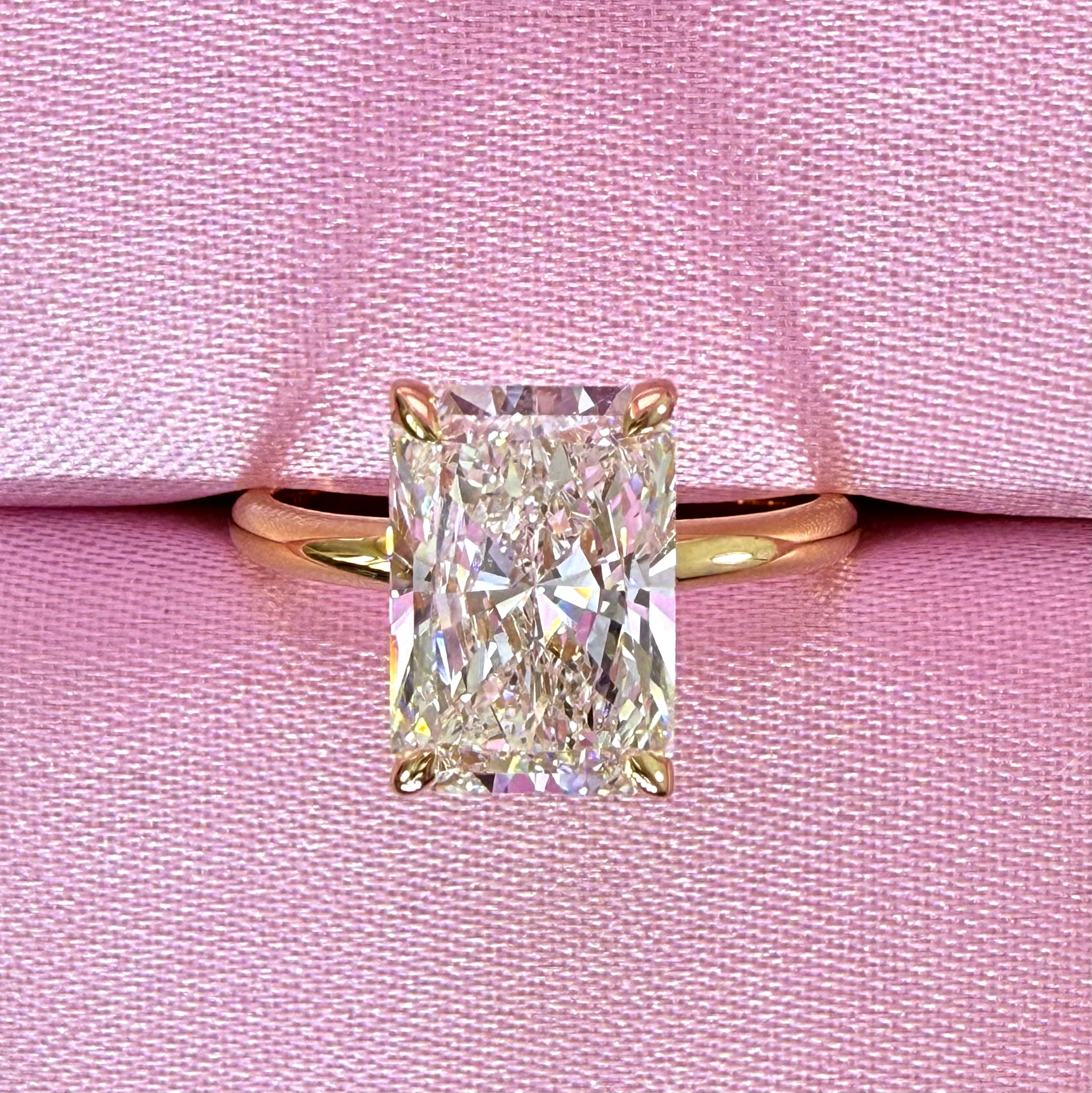 1.5ct radiant cut lab grown diamond engagement ring