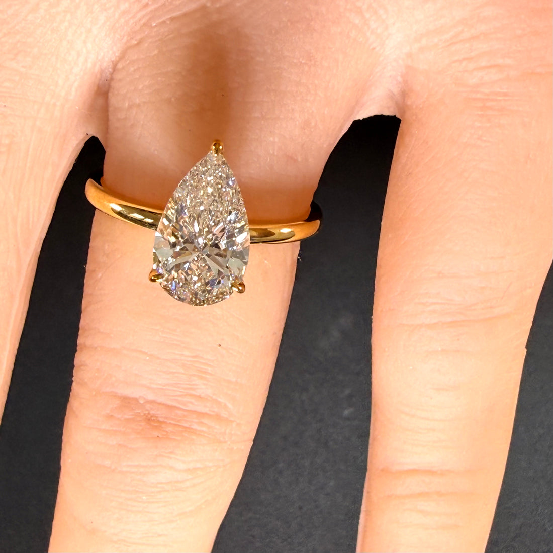 Pear Lab Grown Diamond Engagement Ring | 1.5ct IGI Certified | 14K Yellow Gold