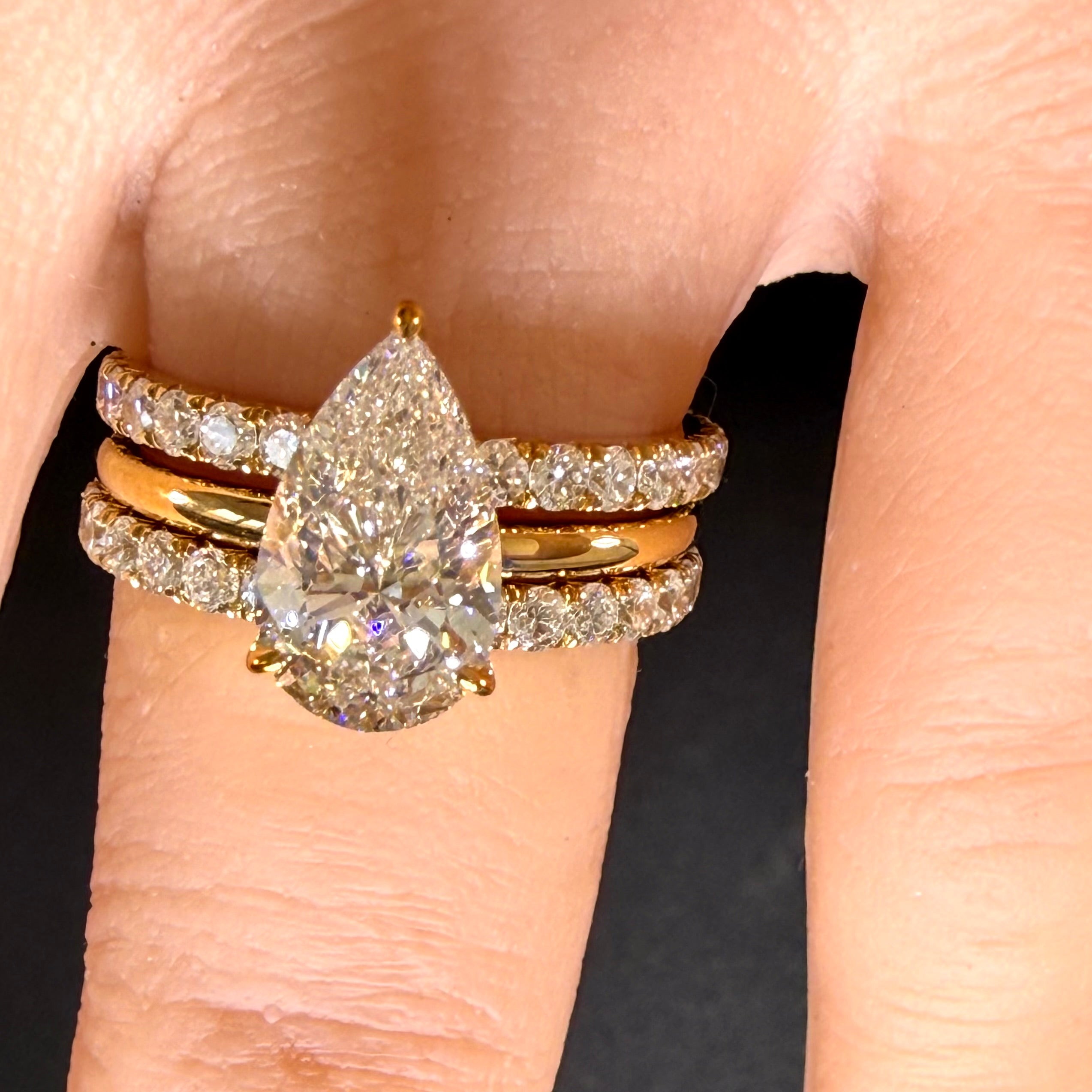 Pear Lab Grown Diamond Engagement Ring | 1.5ct IGI Certified | 14K Yellow Gold