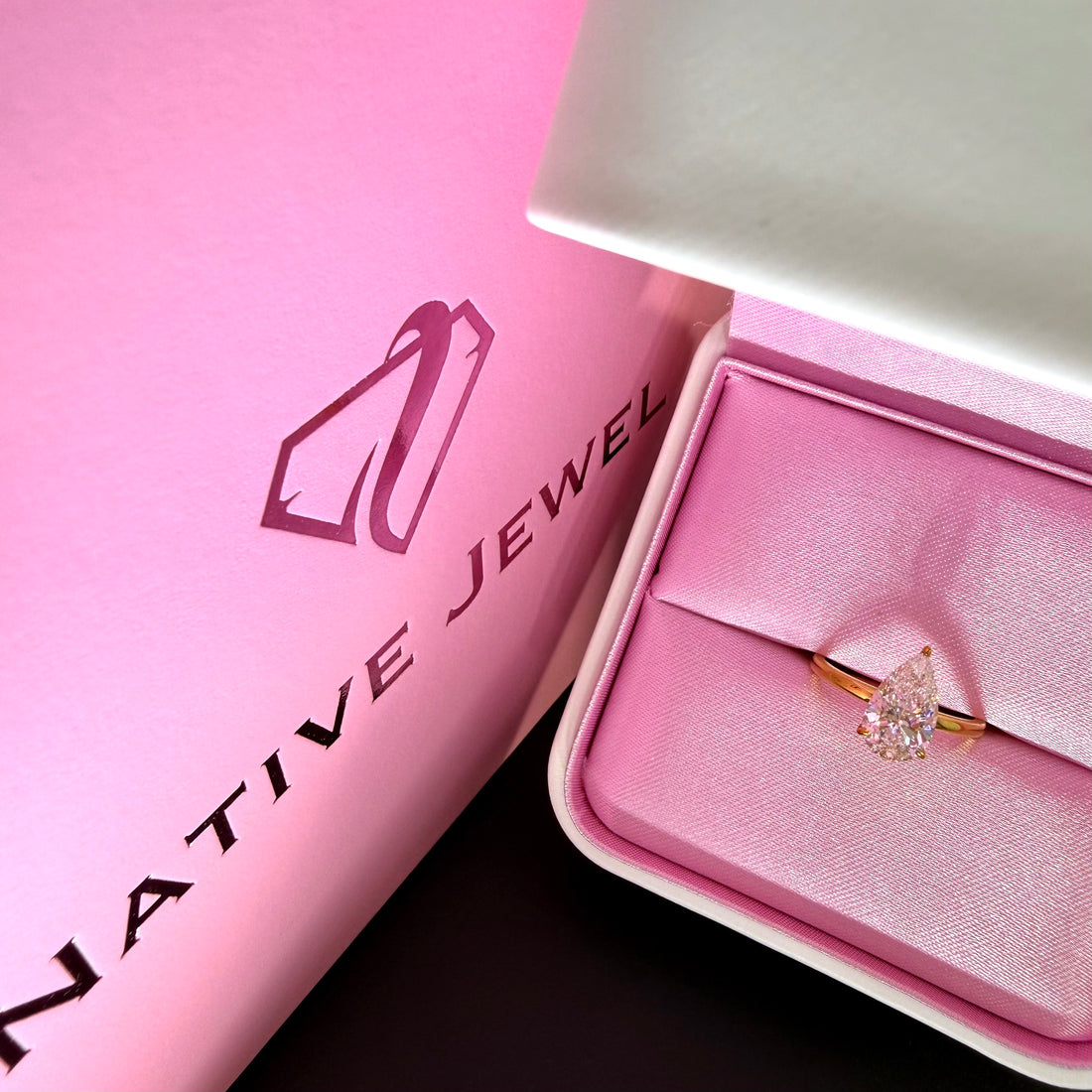 Pear Lab Grown Diamond Engagement Ring | 1.5ct IGI Certified | 14K Yellow Gold