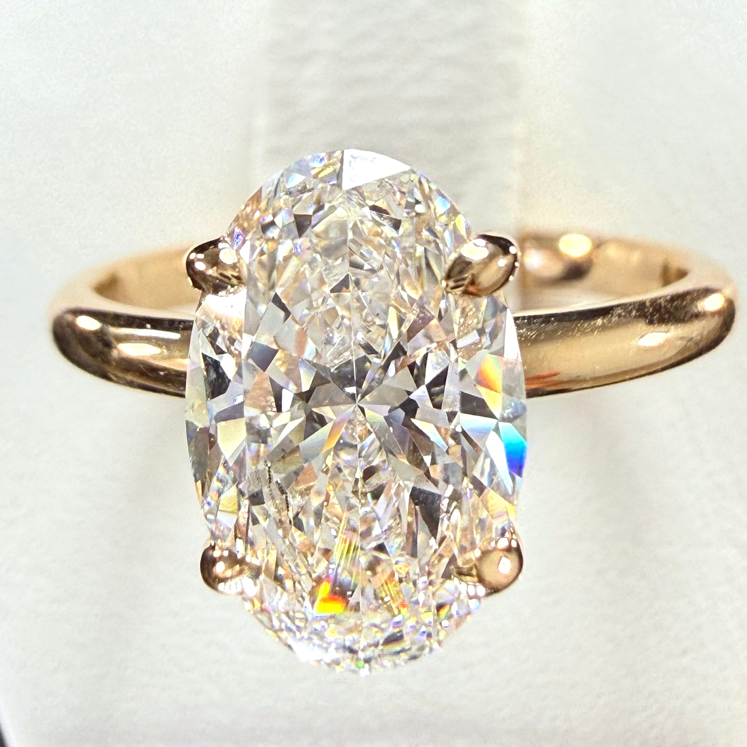 Oval Lab Grown Diamond Engagement Ring | 3.03ct IGI Certified | 14K Yellow Gold