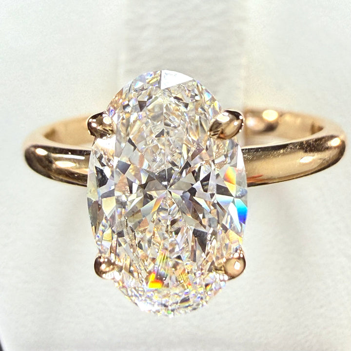 Oval Lab Grown Diamond Engagement Ring | 3.03ct IGI Certified | 14K Yellow Gold