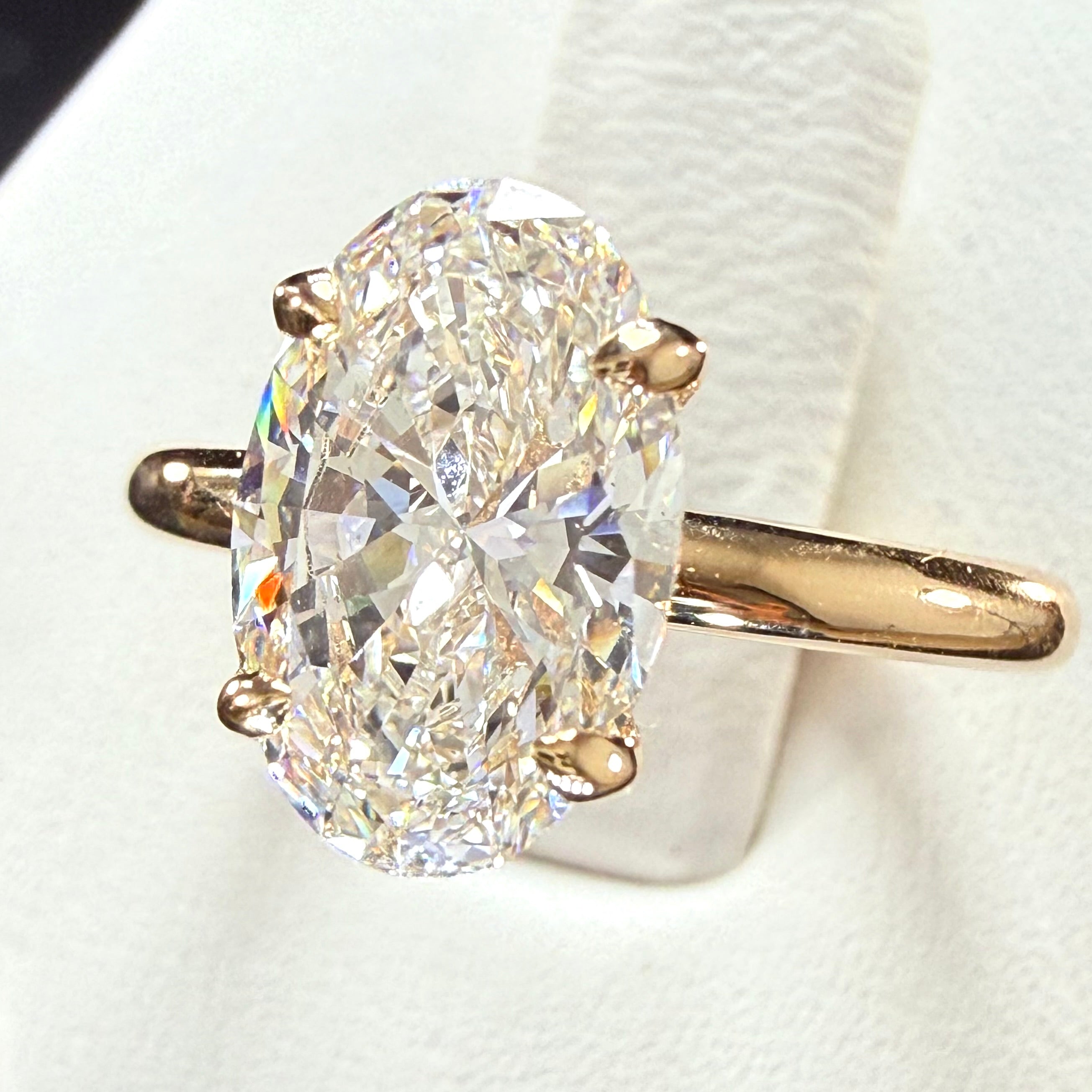 Oval Lab Grown Diamond Engagement Ring | 3.03ct IGI Certified | 14K Yellow Gold