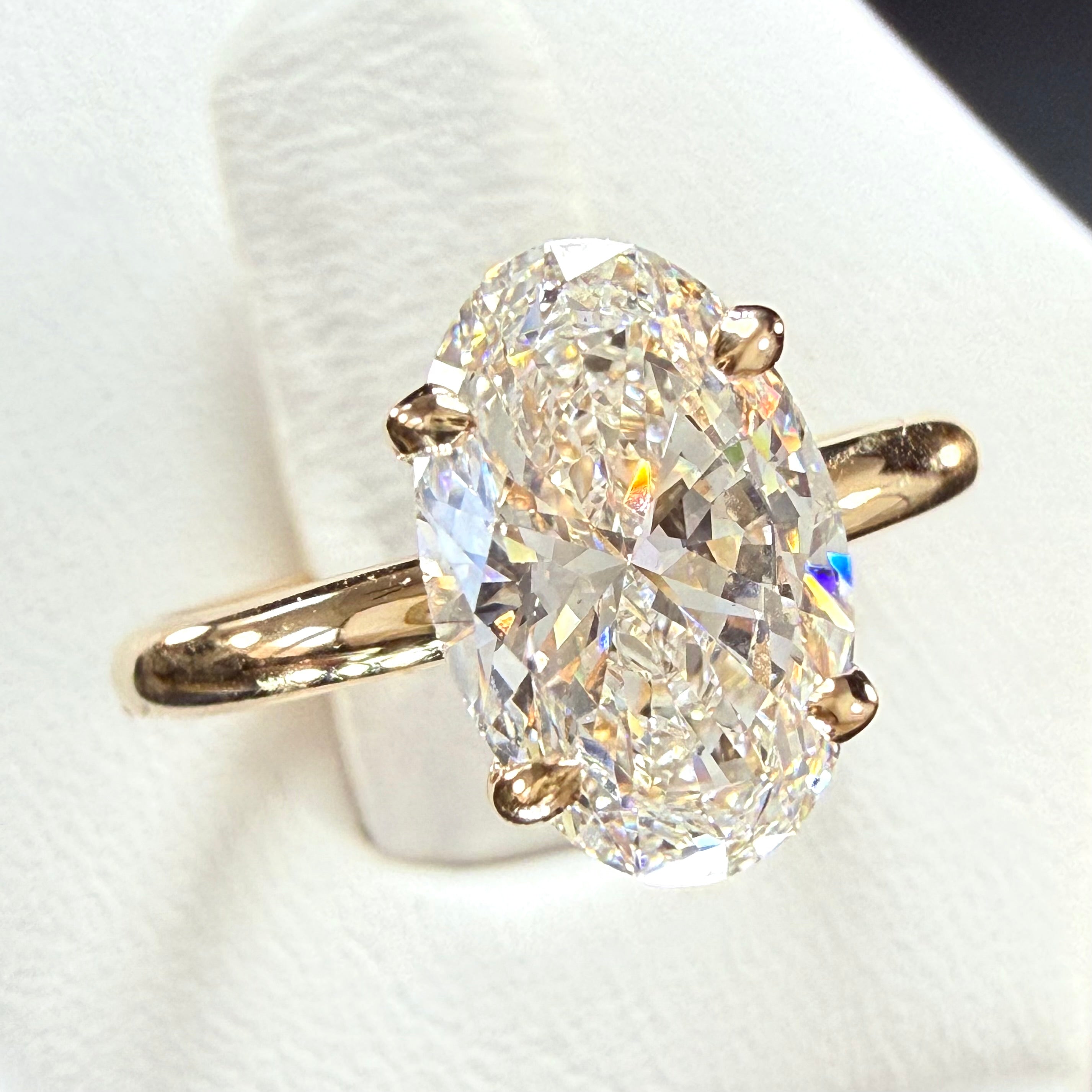 Oval Lab Grown Diamond Engagement Ring | 3.03ct IGI Certified | 14K Yellow Gold
