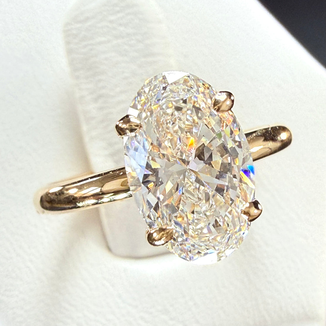 Oval Lab Grown Diamond Engagement Ring | 3.03ct IGI Certified | 14K Yellow Gold