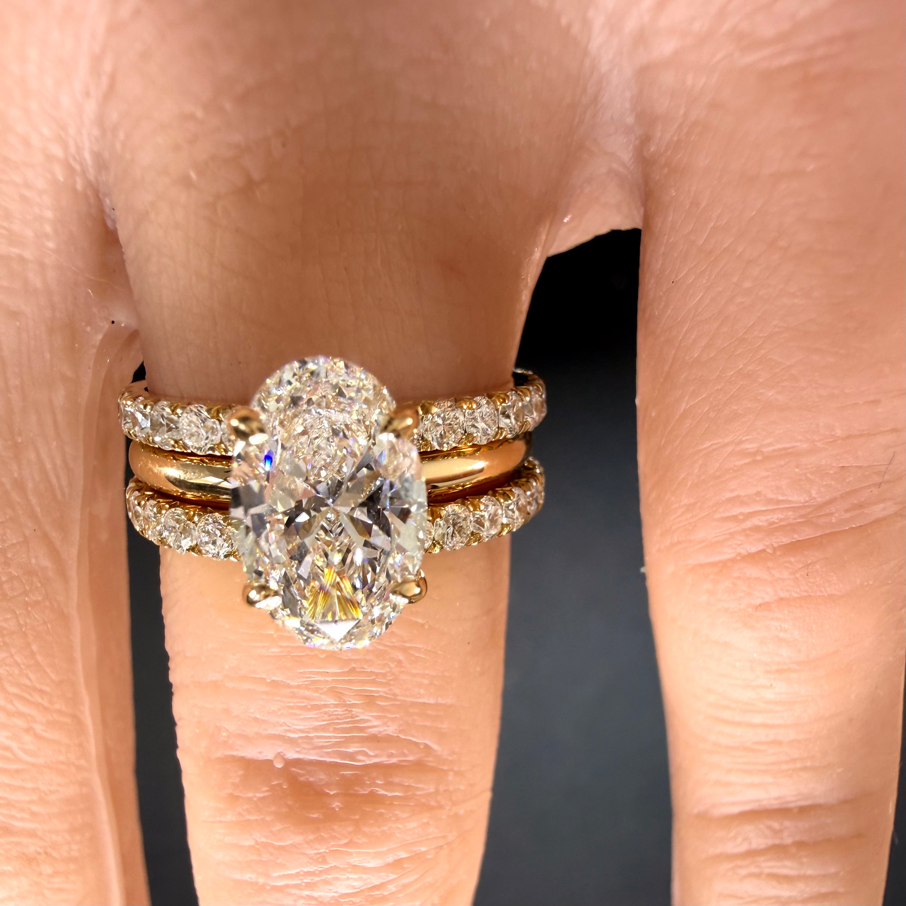 Oval Lab Grown Diamond Engagement Ring | 3.03ct IGI Certified | 14K Yellow Gold
