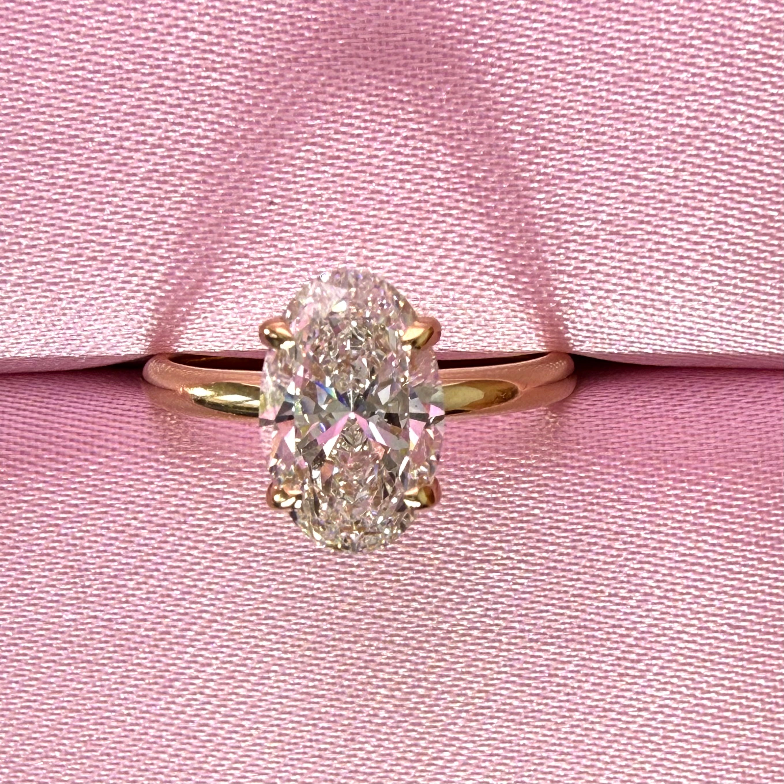 Oval Lab Grown Diamond Engagement Ring | 3.03ct IGI Certified | 14K Yellow Gold