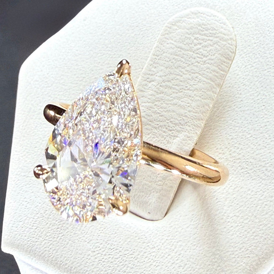 Pear Lab Grown Diamond Engagement Ring | 3.03ct IGI Certified | 14K Yellow Gold Solitaire