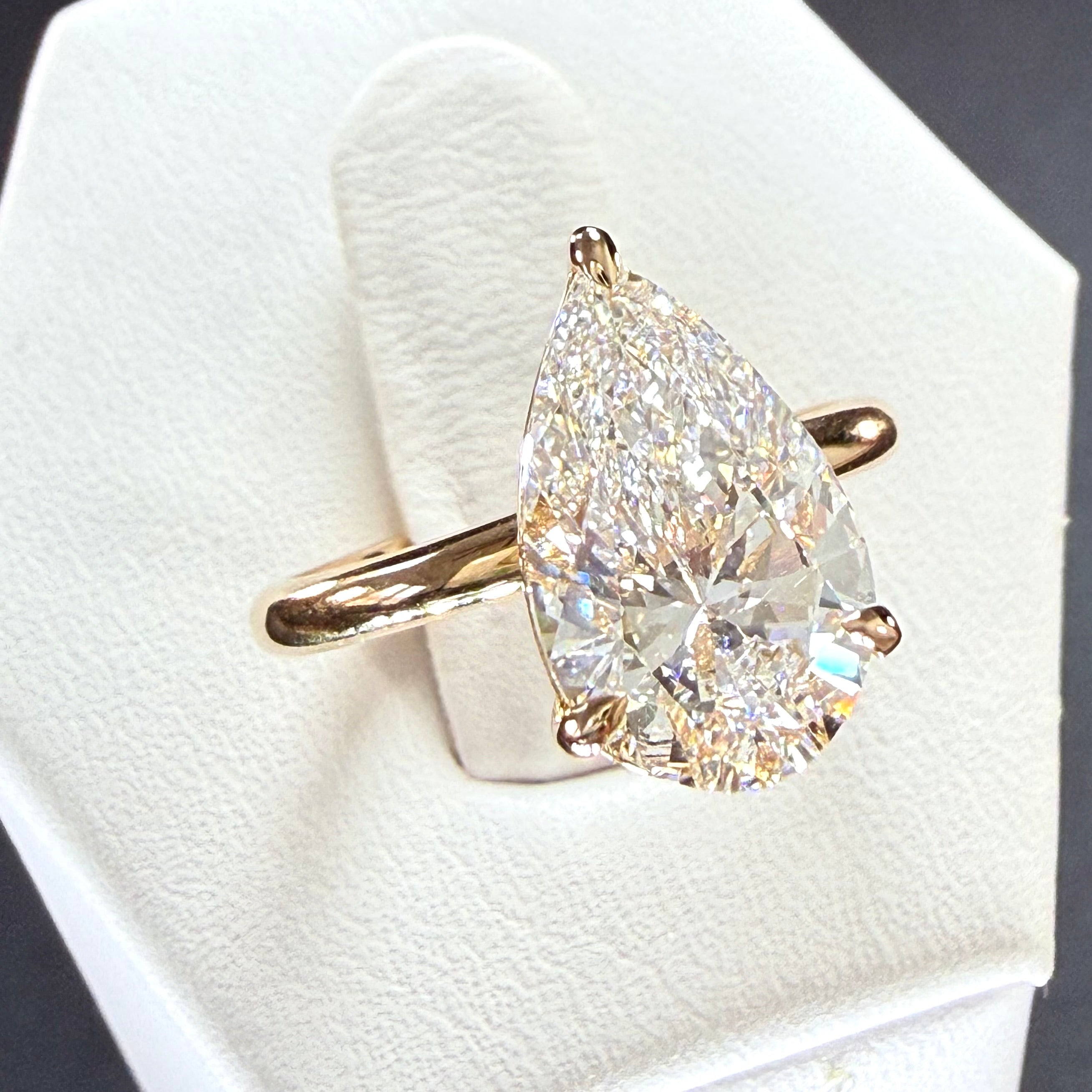 Pear Lab Grown Diamond Engagement Ring | 3.03ct IGI Certified | 14K Yellow Gold Solitaire