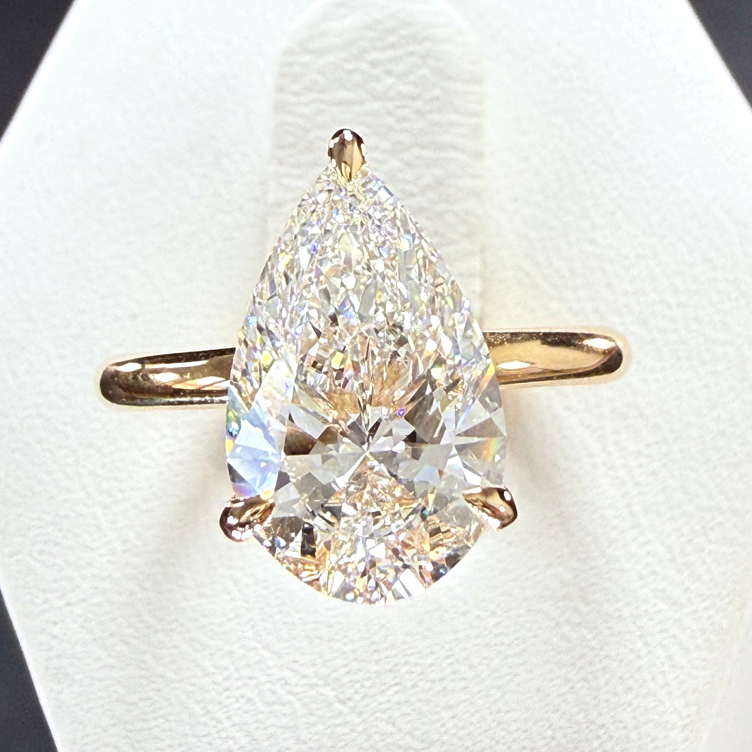 Pear Lab Grown Diamond Engagement Ring | 3.03ct IGI Certified | 14K Yellow Gold Solitaire
