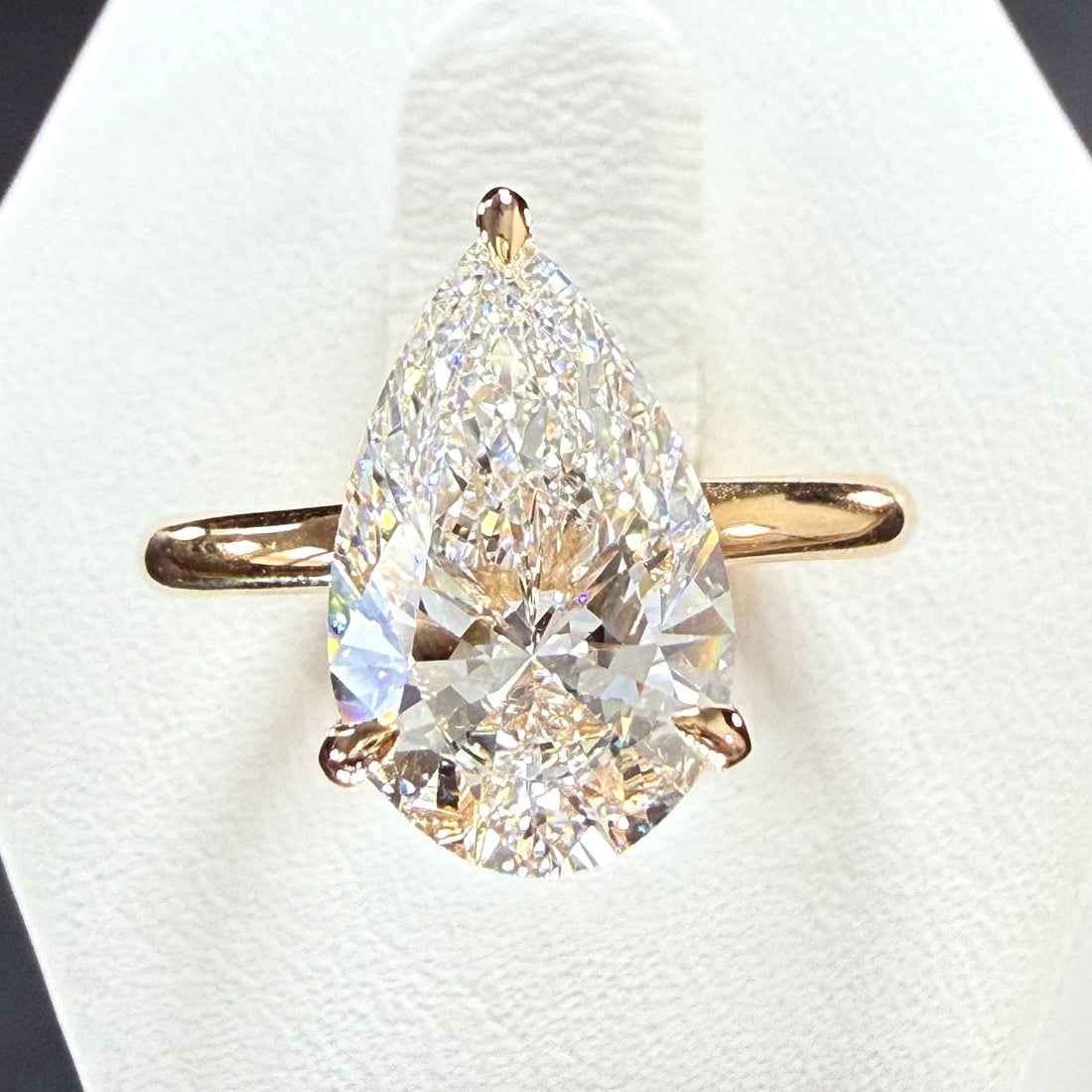 Pear Lab Grown Diamond Engagement Ring | 3.03ct IGI Certified | 14K Yellow Gold Solitaire