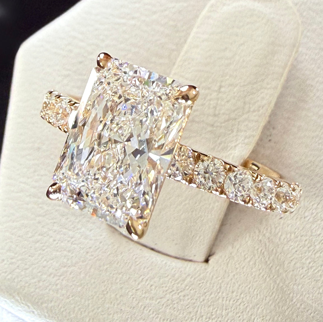 Radiant Cut Lab Grown Diamond Engagement Ring | 2.75ct IGI Certified | 14K Yellow Gold