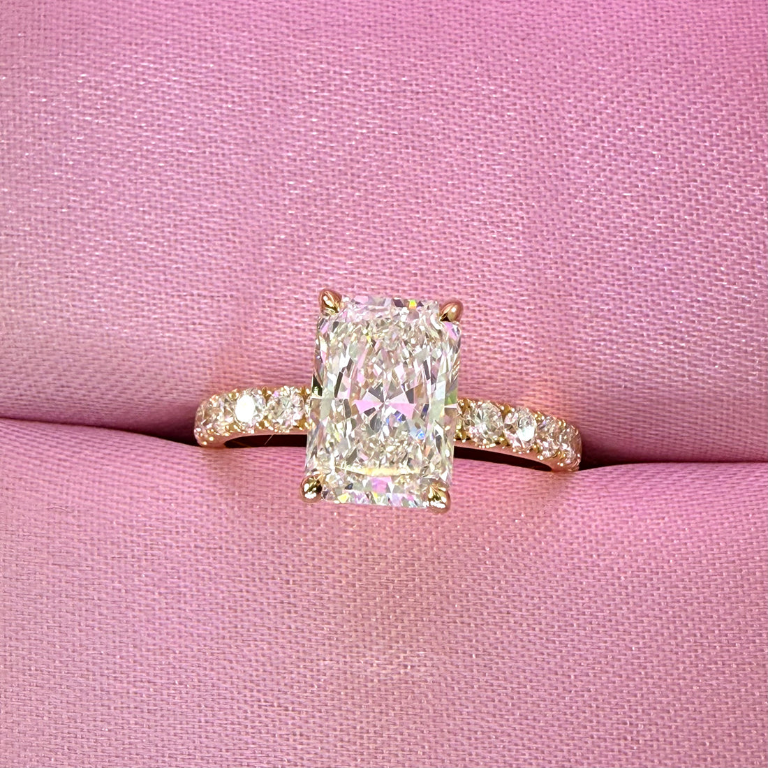 Radiant Cut Lab Grown Diamond Engagement Ring | 2.75ct IGI Certified | 14K Yellow Gold