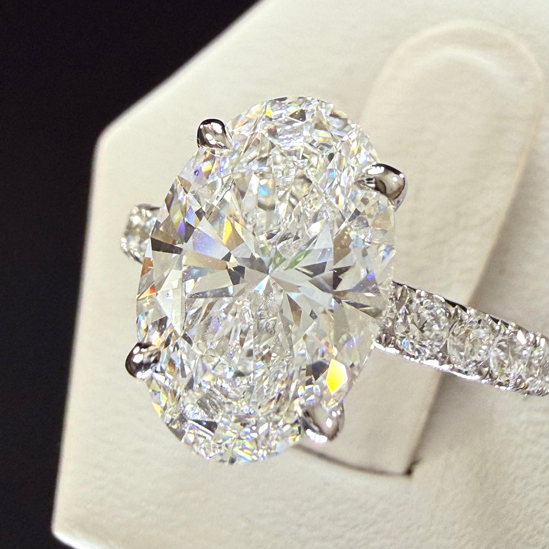 Oval Lab Grown Diamond Engagement Ring | 3.78ct IGI Certified | 14K White Gold
