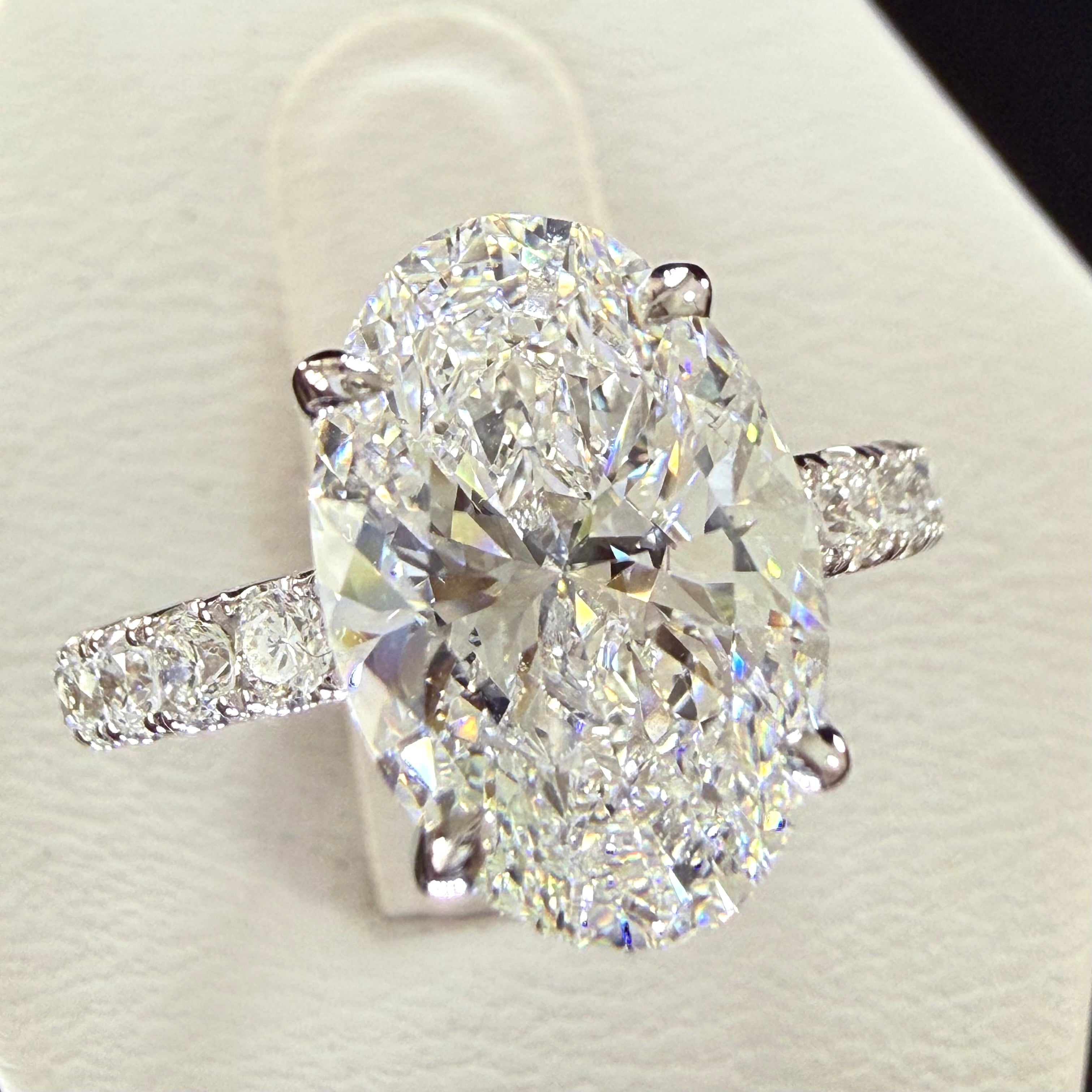 Oval Lab Grown Diamond Engagement Ring | 3.78ct IGI Certified | 14K White Gold