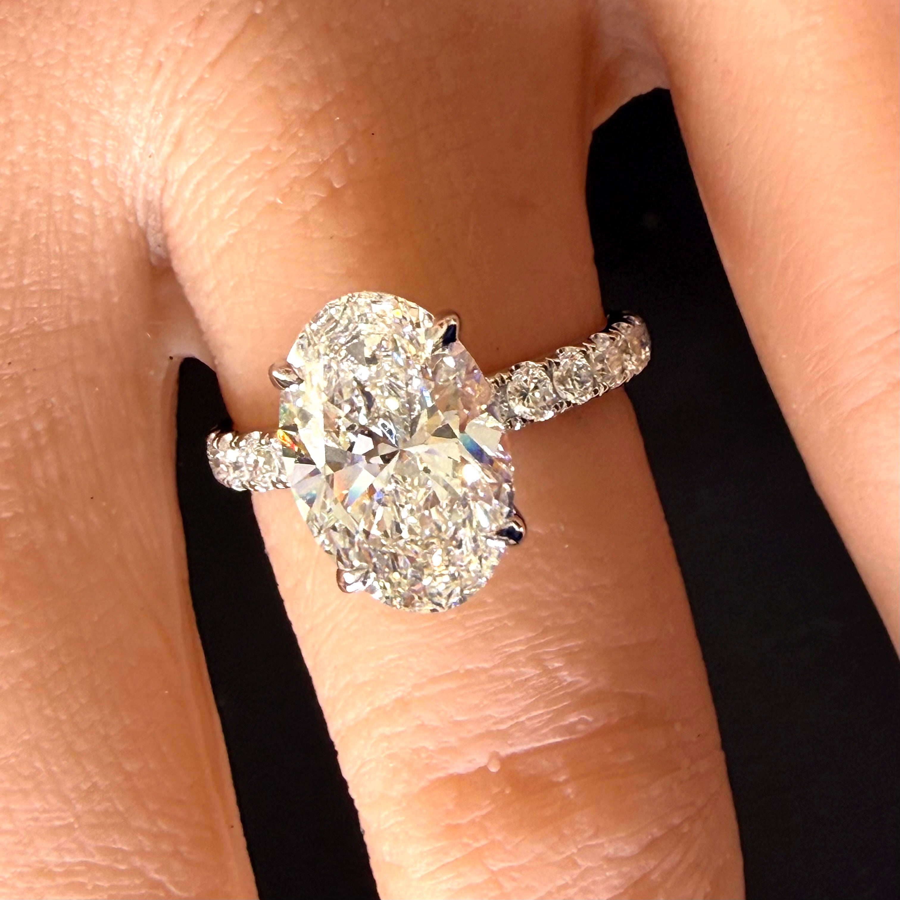 Oval Lab Grown Diamond Engagement Ring | 2.75ct IGI Certified | 14K White Gold
