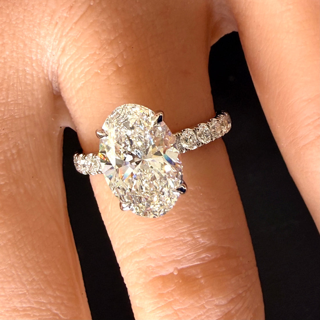 Oval Lab Grown Diamond Engagement Ring | 2.75ct IGI Certified | 14K White Gold