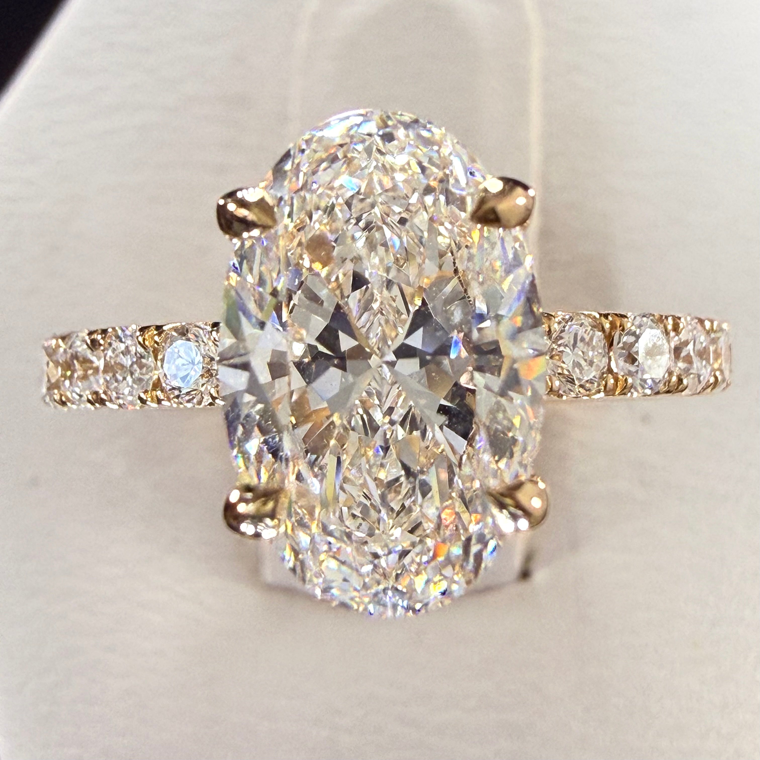 Oval Lab Grown Diamond Engagement Ring | 2.78ct IGI Certified | 14K Yellow Gold