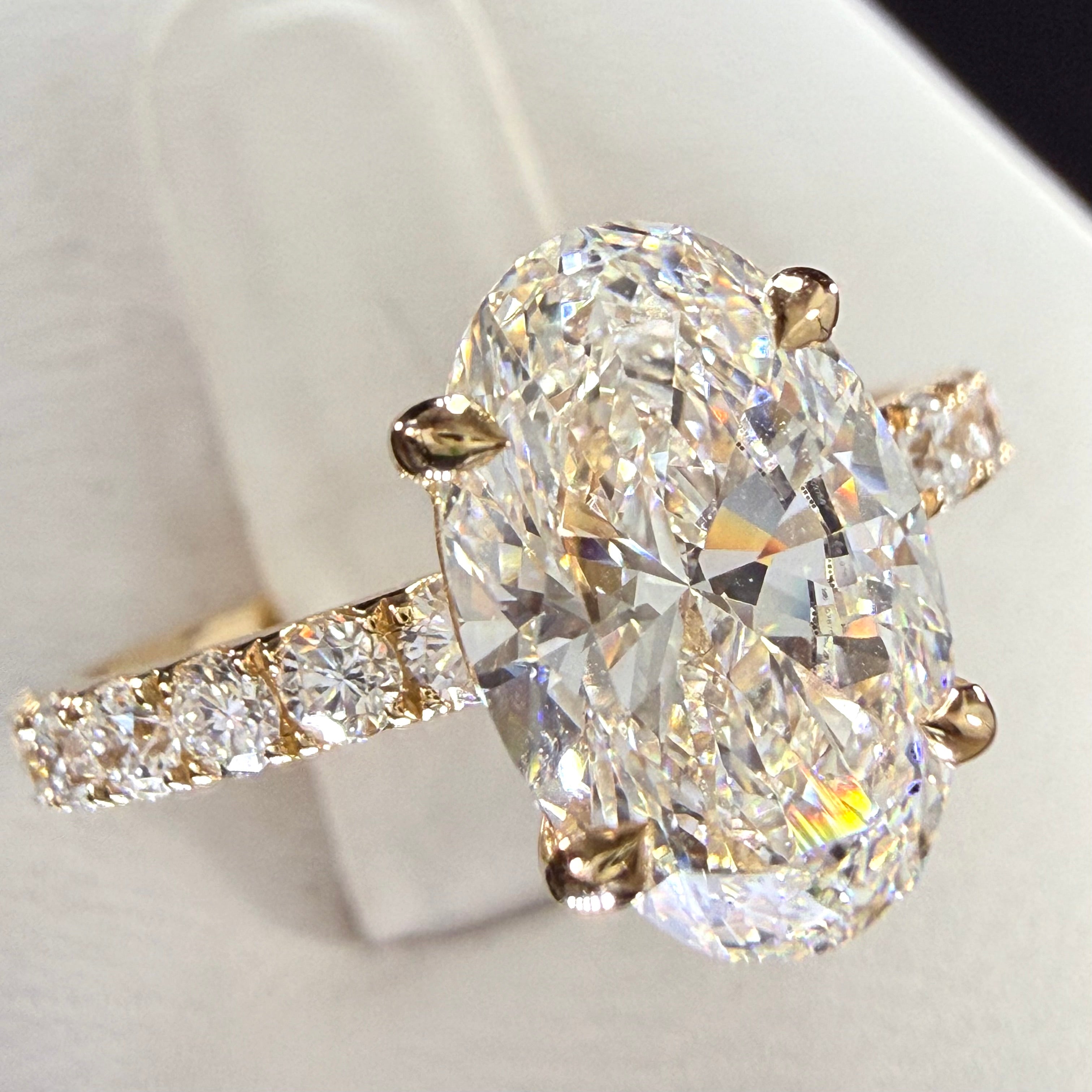 Oval Lab Grown Diamond Engagement Ring | 2.78ct IGI Certified | 14K Yellow Gold