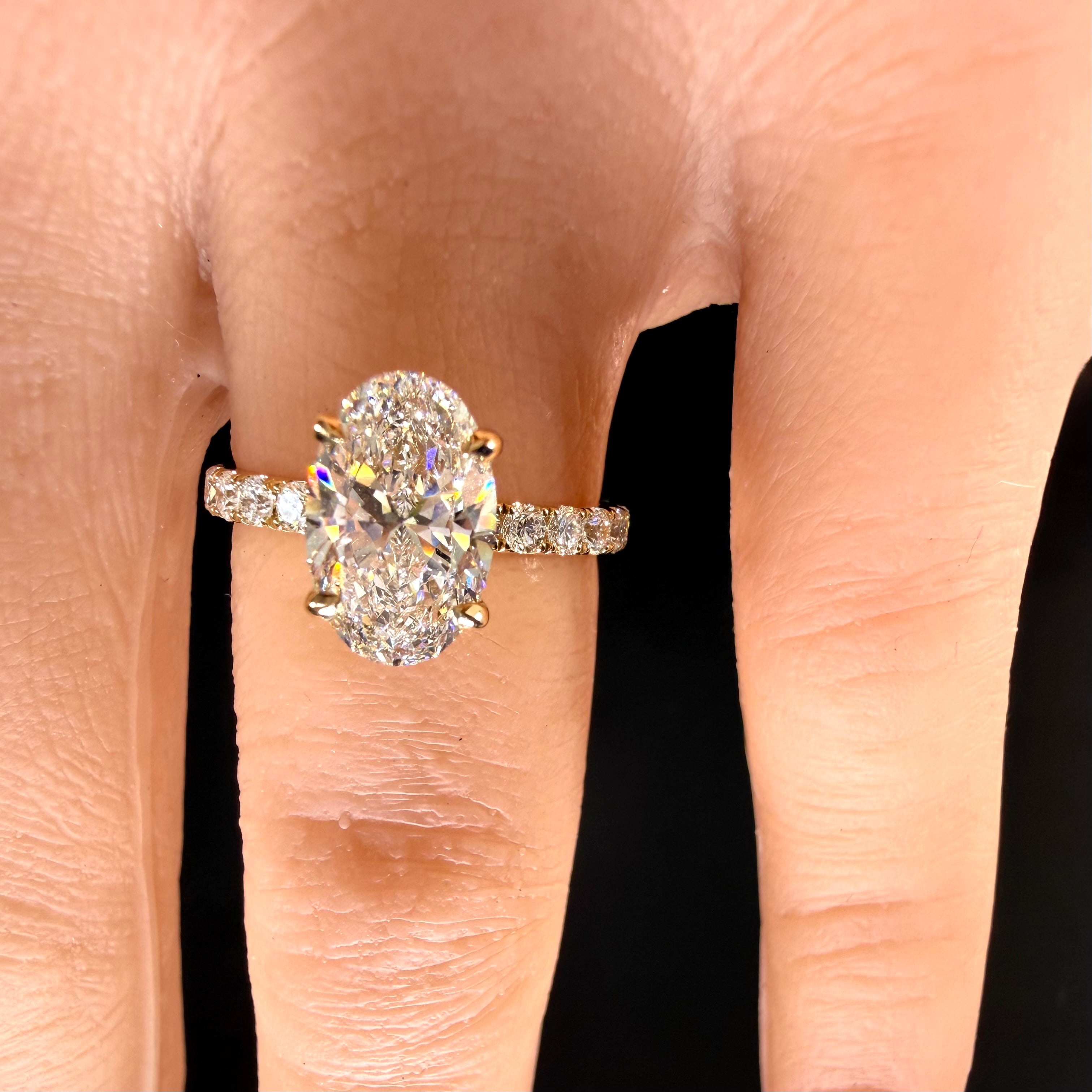 Oval Lab Grown Diamond Engagement Ring | 2.78ct IGI Certified | 14K Yellow Gold