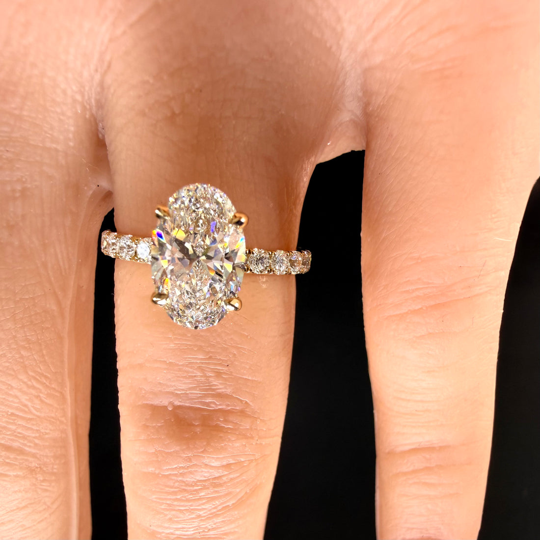 Oval Lab Grown Diamond Engagement Ring | 2.78ct IGI Certified | 14K Yellow Gold