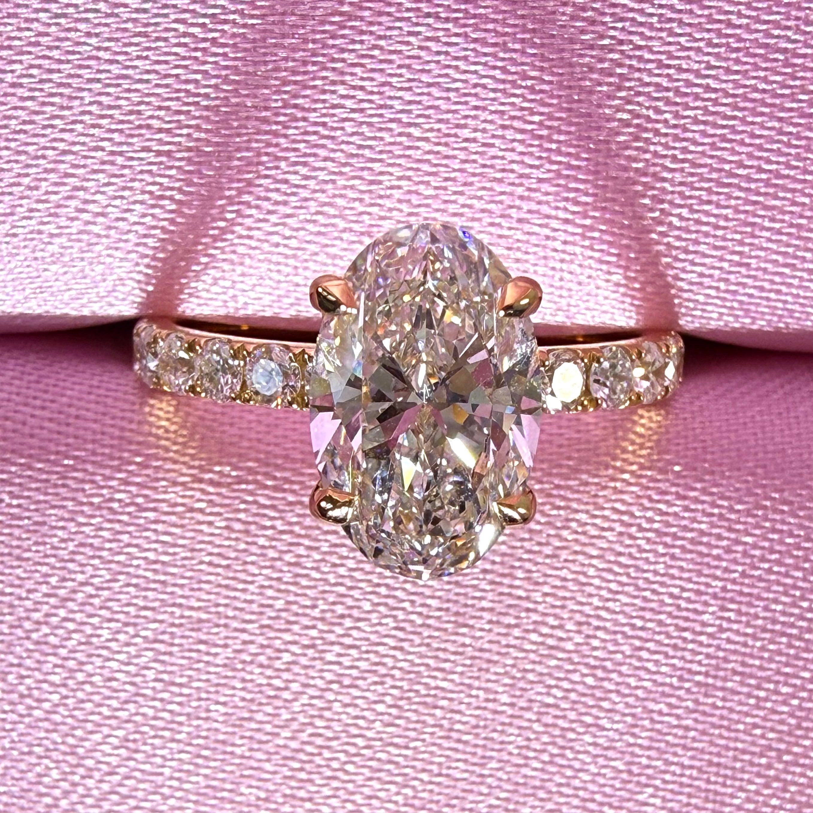 Oval Lab Grown Diamond Engagement Ring | 2.78ct IGI Certified | 14K Yellow Gold