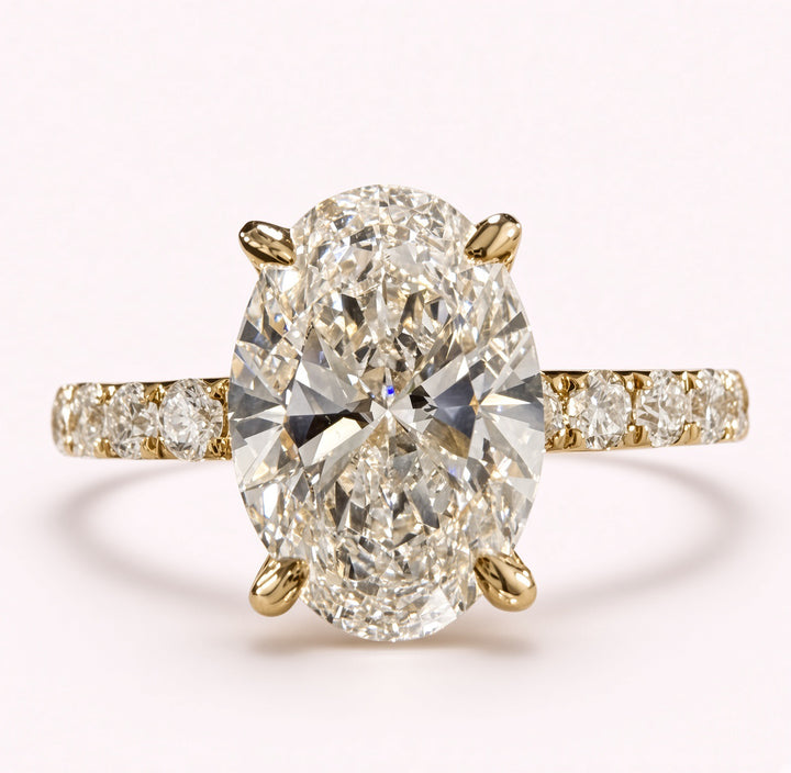 2.27ct Total Weight Oval Cut Diamond IGI Certified 14K Yellow Gold Engagement Ring