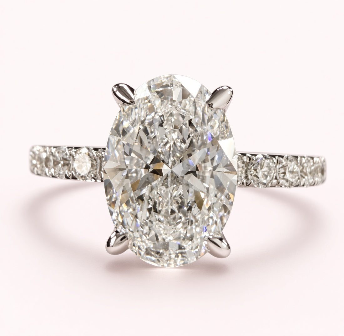 2.25ct Total Weight Oval Cut Diamond IGI Certified 14K White Gold Engagement Ring
