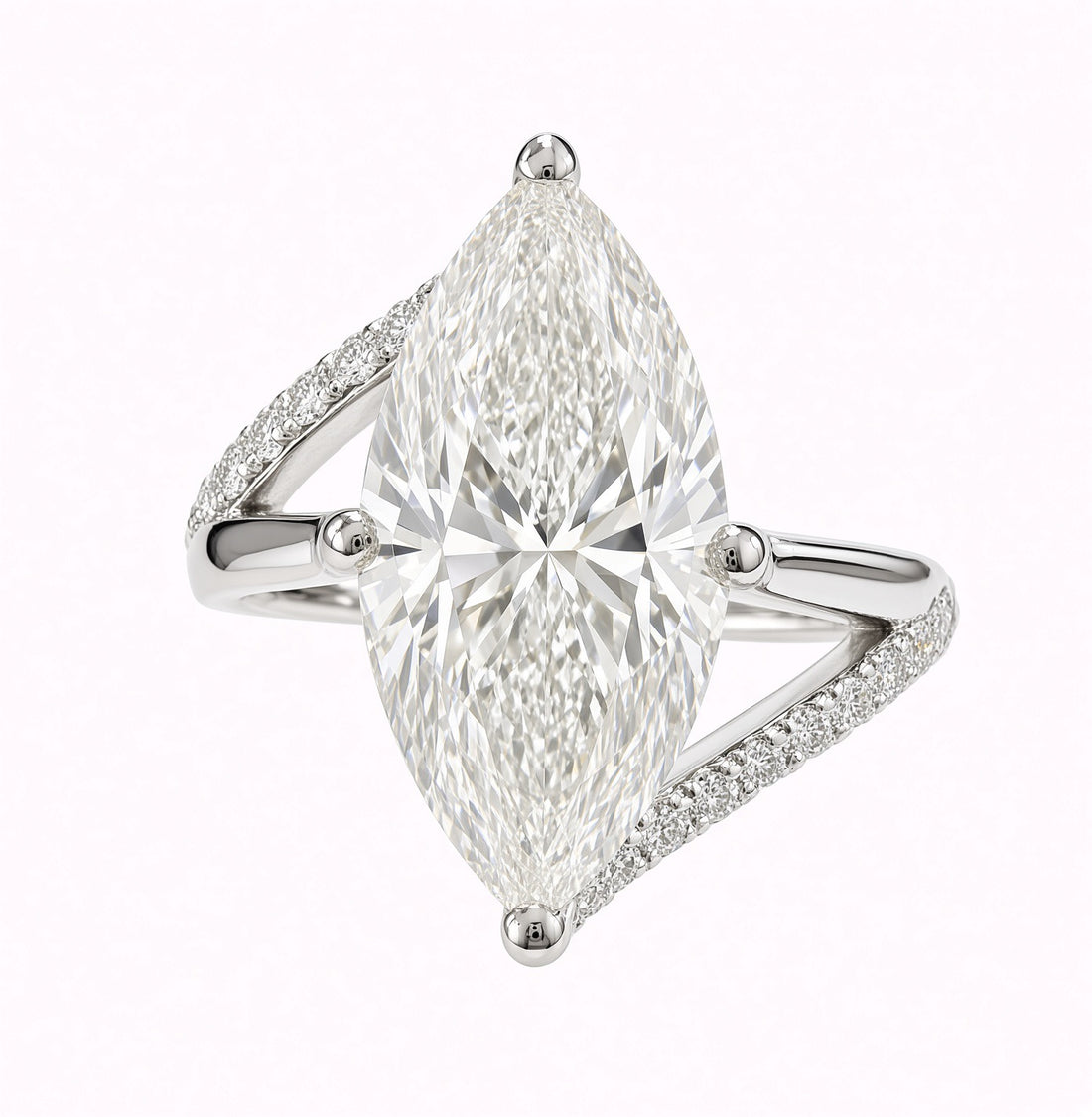 3.75ct Marquise Cut Lab Grown Diamond Engagement Ring
