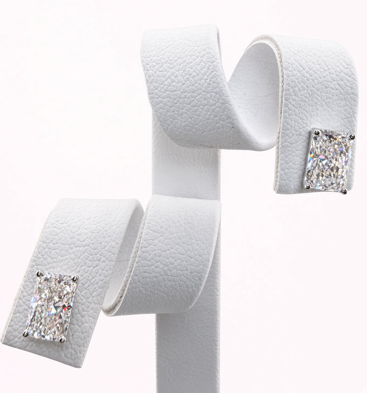 Radiant Cut Lab Grown Diamond Stud Earrings | 2.08cttw IGI Certified | 14K White Gold