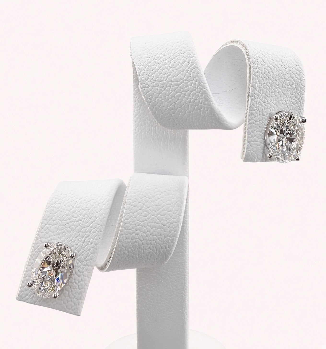 Oval Cut Lab Grown Diamond Stud Earrings | 2.1cttw IGI Certified | 14K White Gold