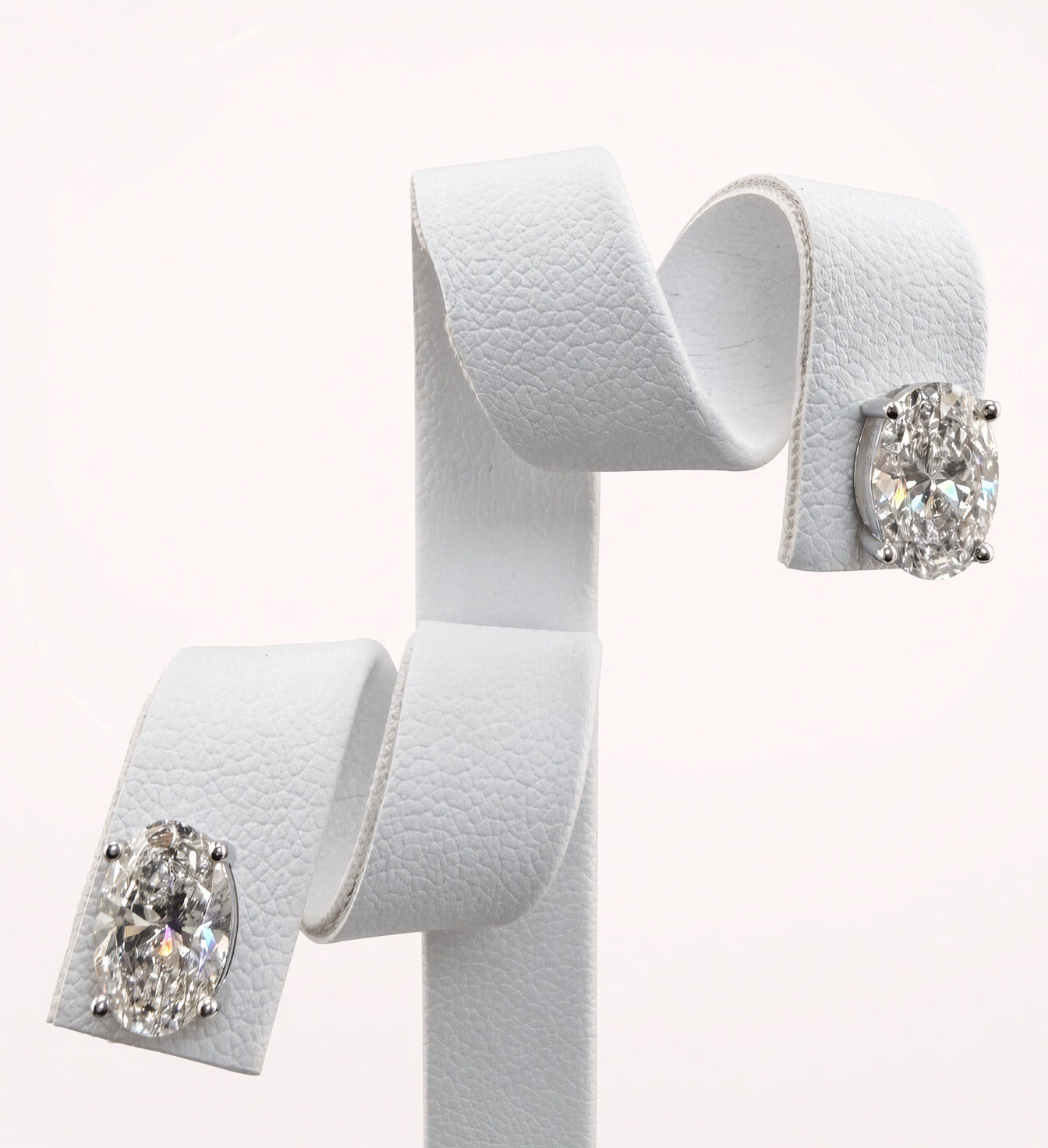 Oval Cut Lab Grown Diamond Stud Earrings | 3.12cttw IGI Certified | 14K White Gold