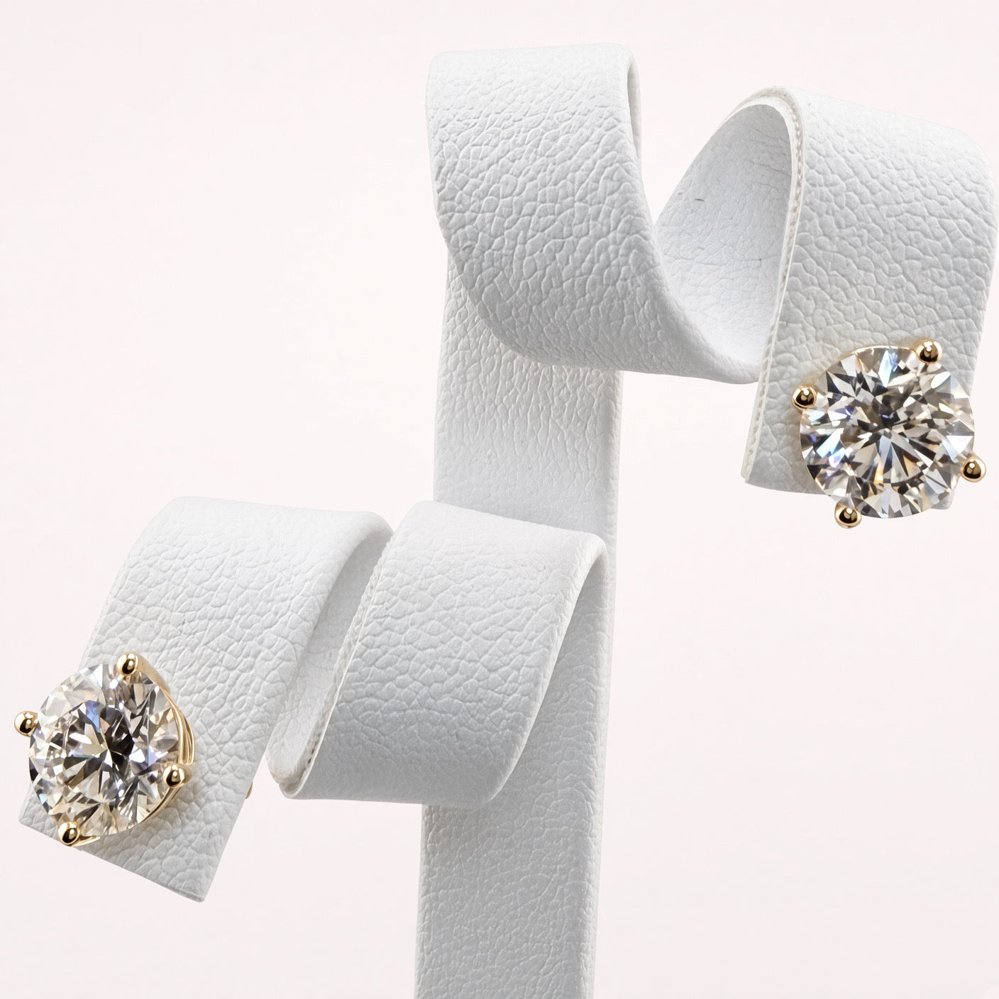 Round Cut Lab Grown Diamond Stud Earrings | 4cttw IGI Certified | 14K Yellow Gold