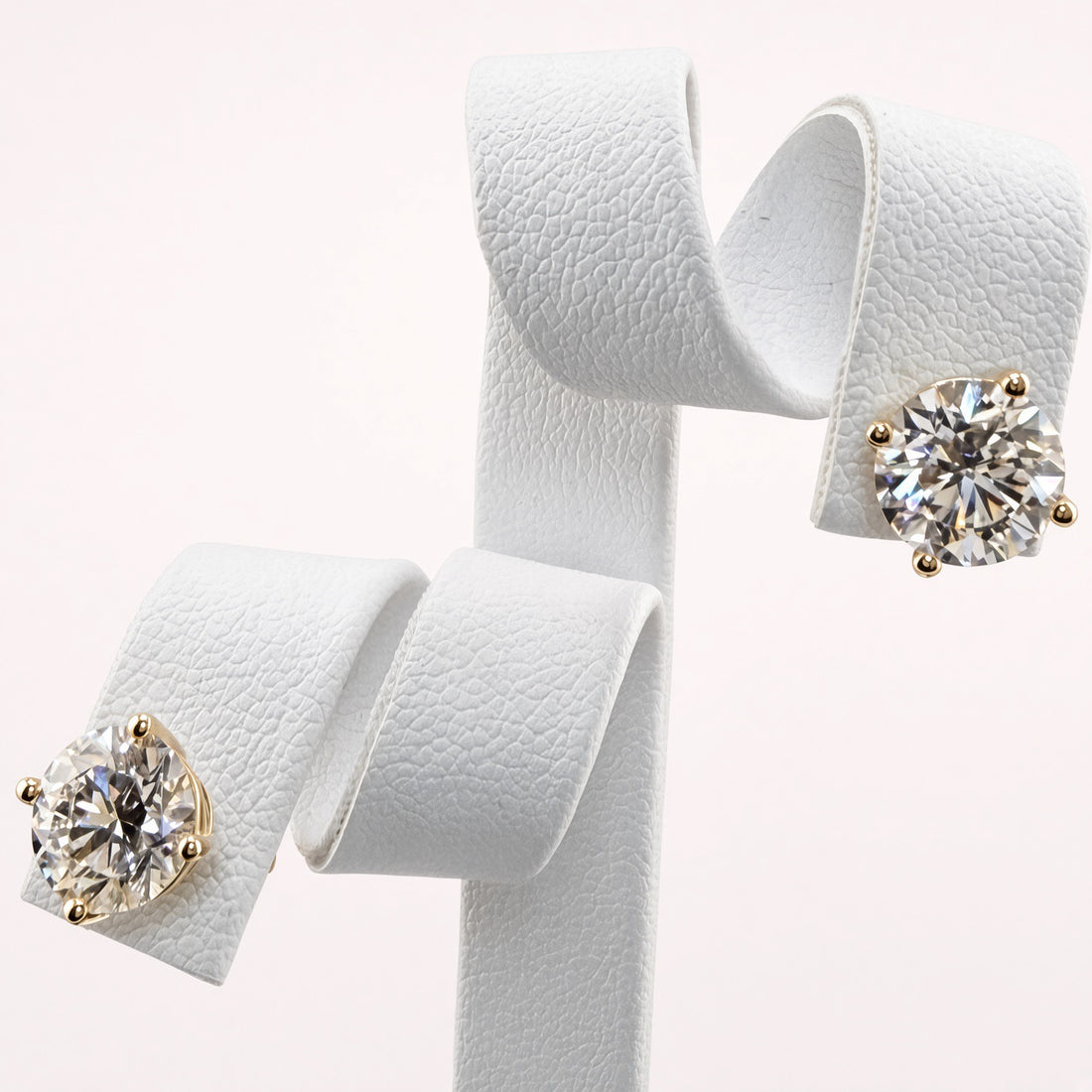 Round Cut Lab Grown Diamond Stud Earrings | 4cttw IGI Certified | 14K Yellow Gold