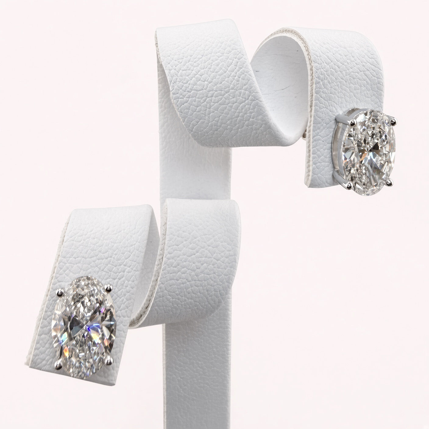Oval Cut Lab Grown Diamond Stud Earrings in 14K White Gold IGI Certified - lab grown diamond jewelry by Native Jewel